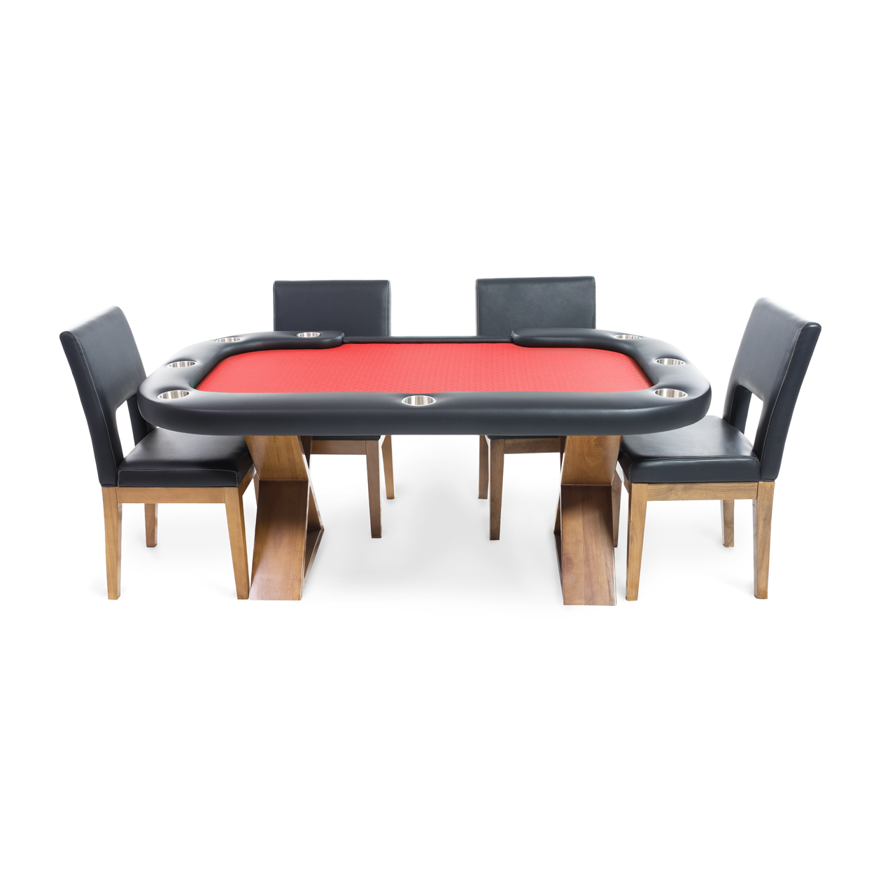 BBO Helmsley Poker Table Dealers Cut Red and Chairs