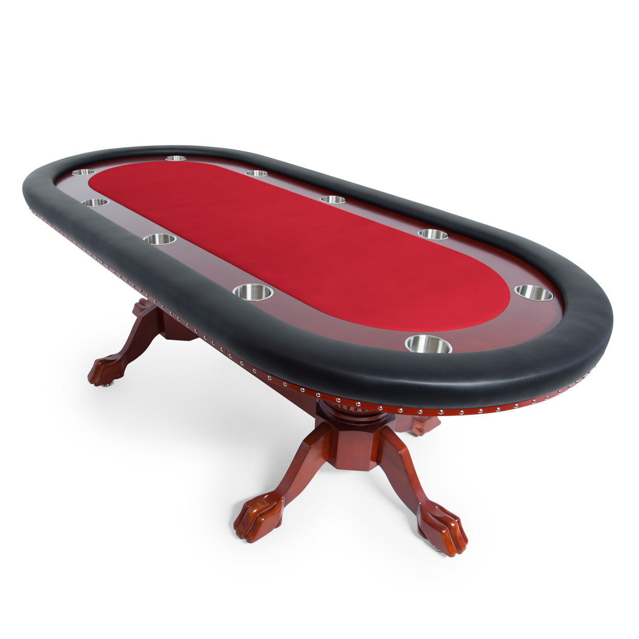 BBO Rockwell Poker Table Mahogany Velveteen Red