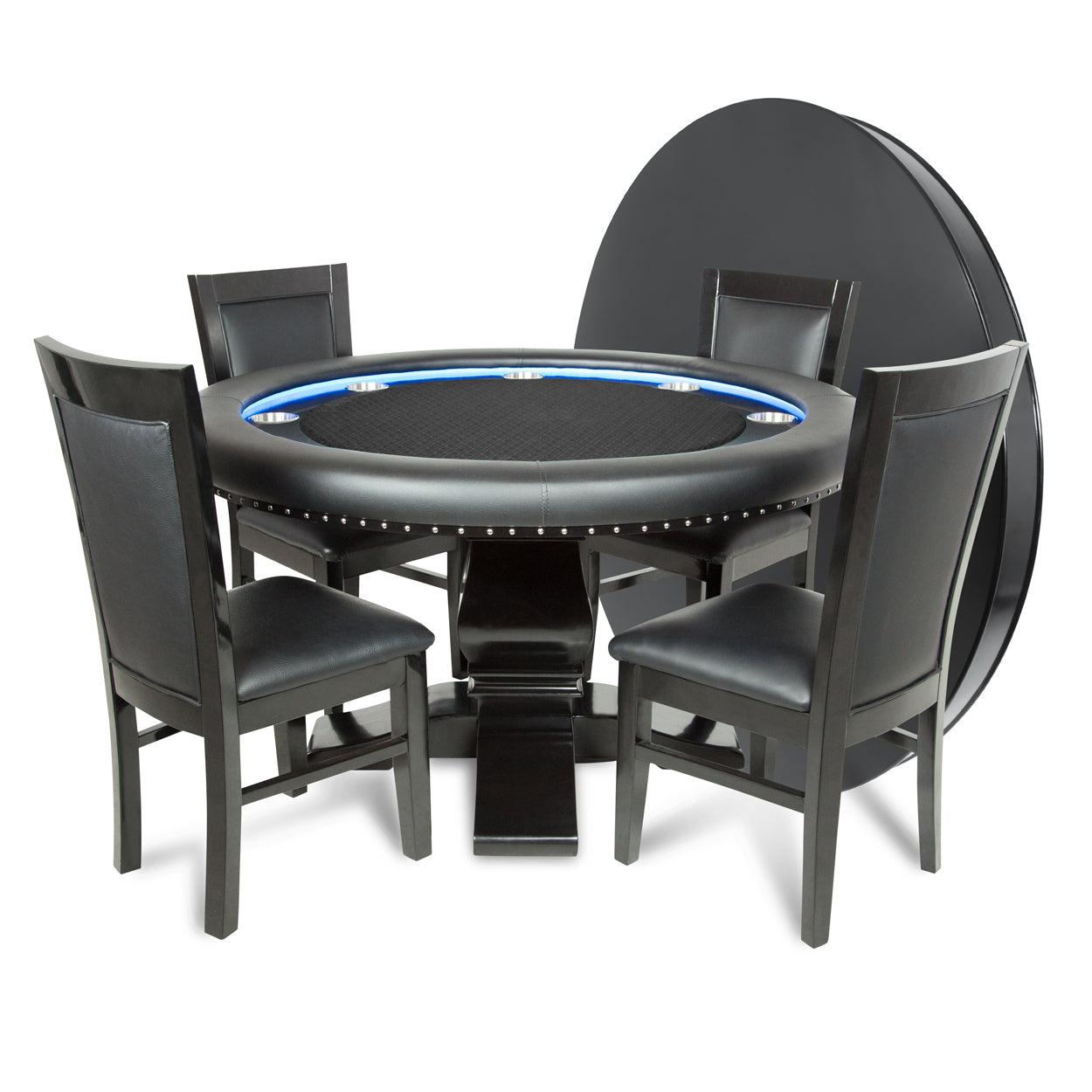 BBO The Ginza LED Poker Table Black Speed Cloth Dining set