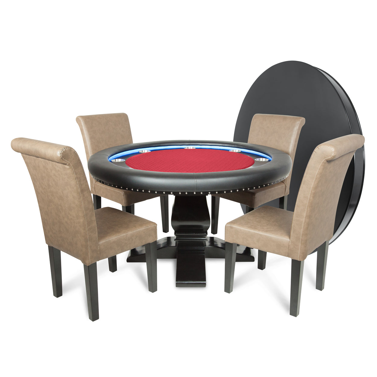 BBO The Ginza LED Poker Table Red Speed Cloth Dining Set