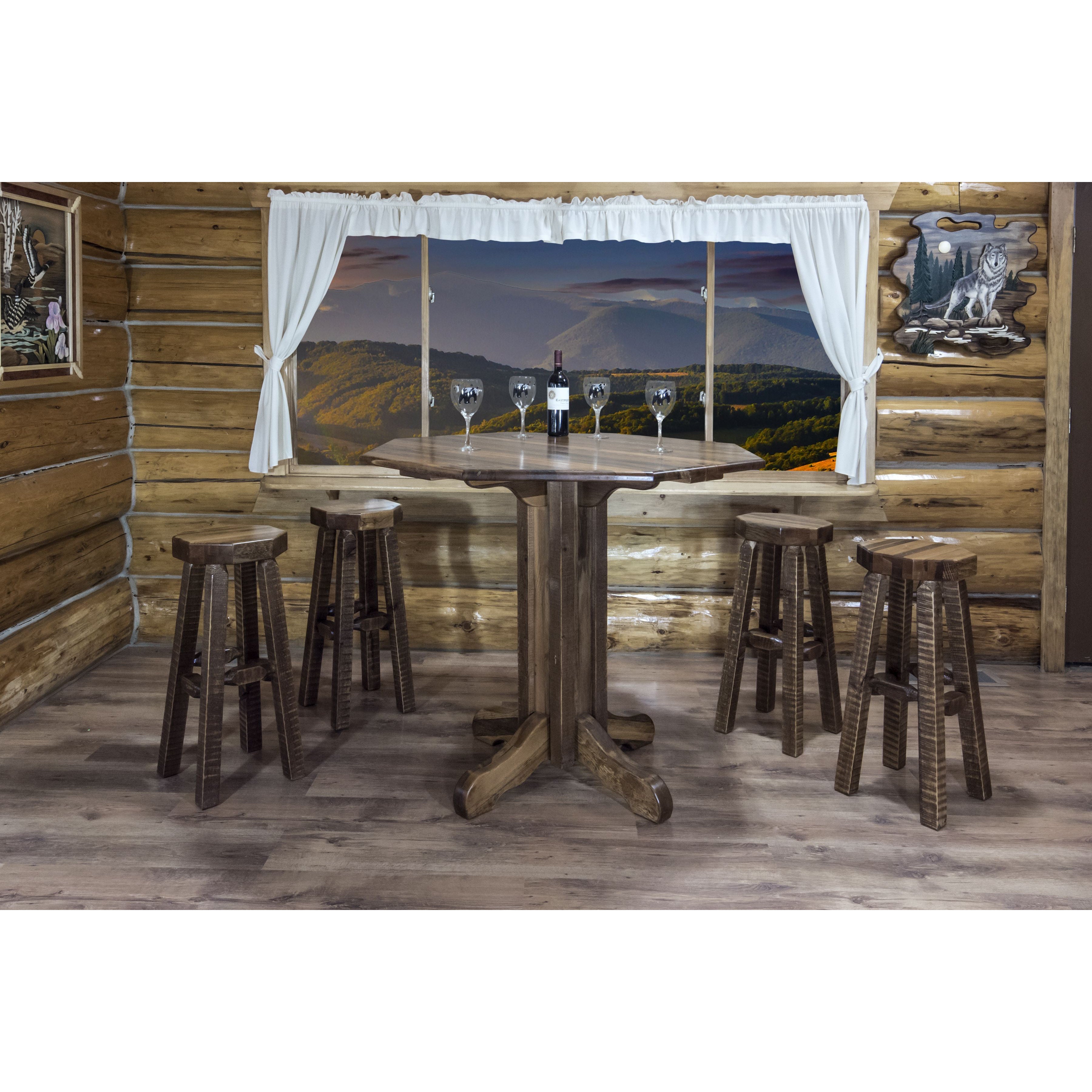 Homestead Collection Pub Table Stain And Lacquer Finish With Chairs