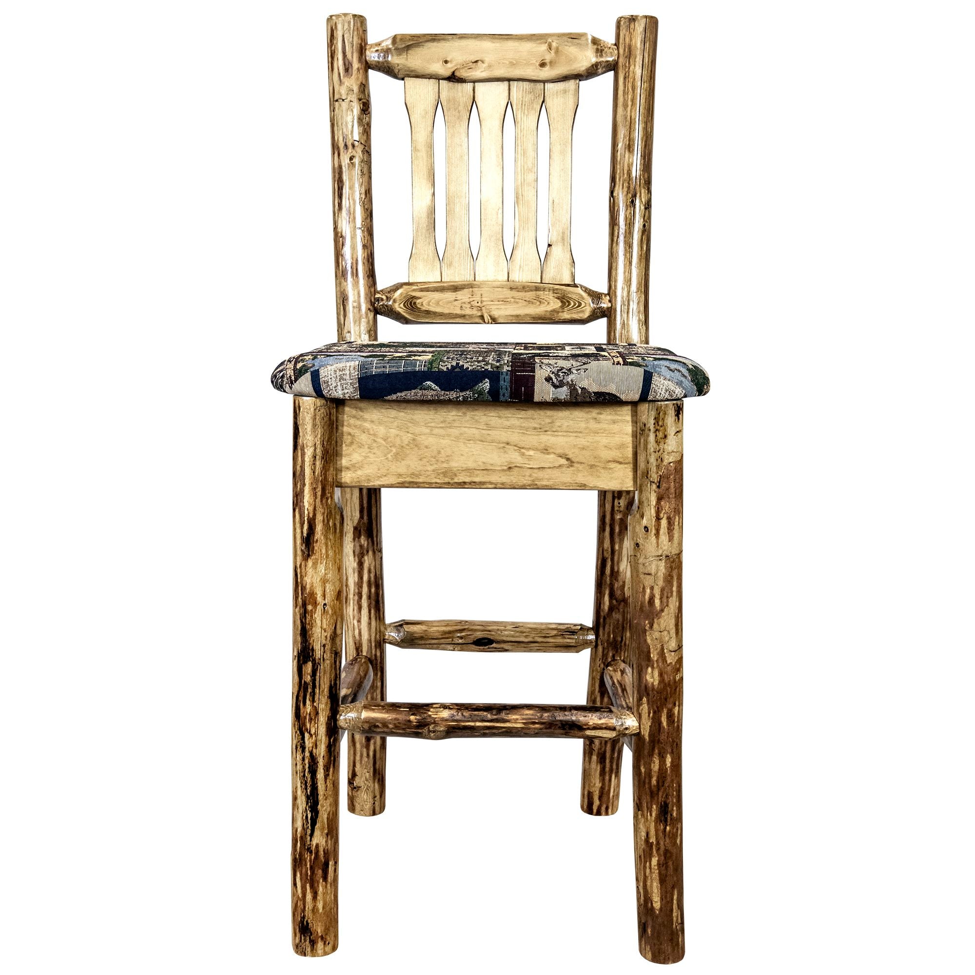 Montana Glacier Country Collection MWGCBSWNRWOOD24 Barstool With Back front view