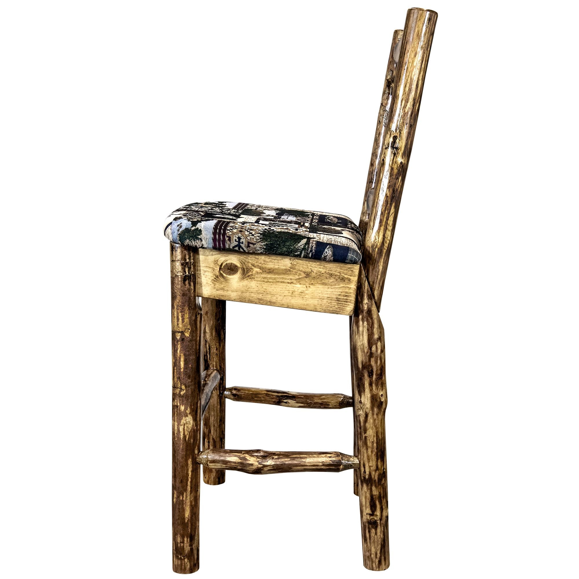 Montana Glacier Country Collection MWGCBSWNRWOOD24 Barstool With Back left view