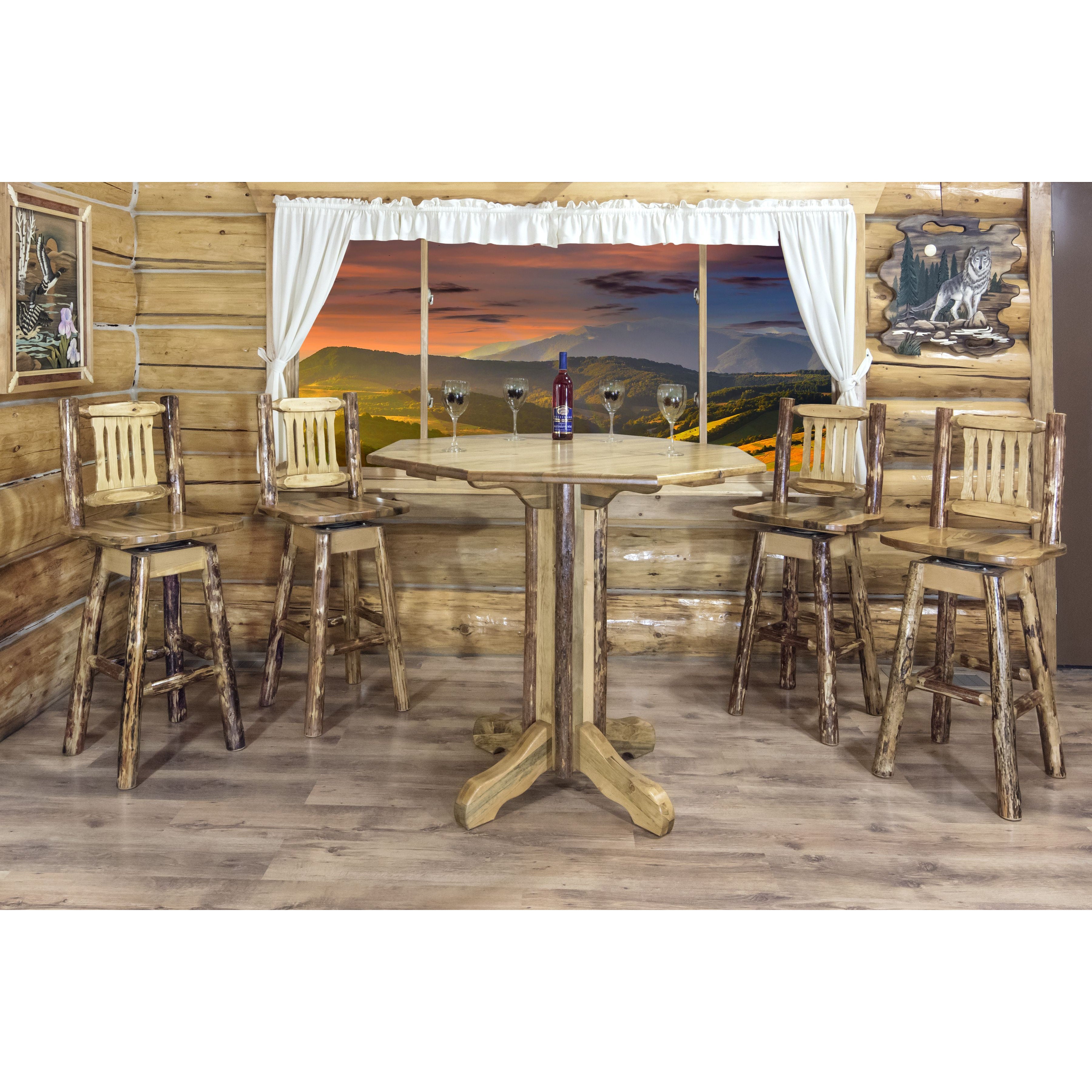 Montana Glacier Country Collection Pub Table Octagon Top With Chairs