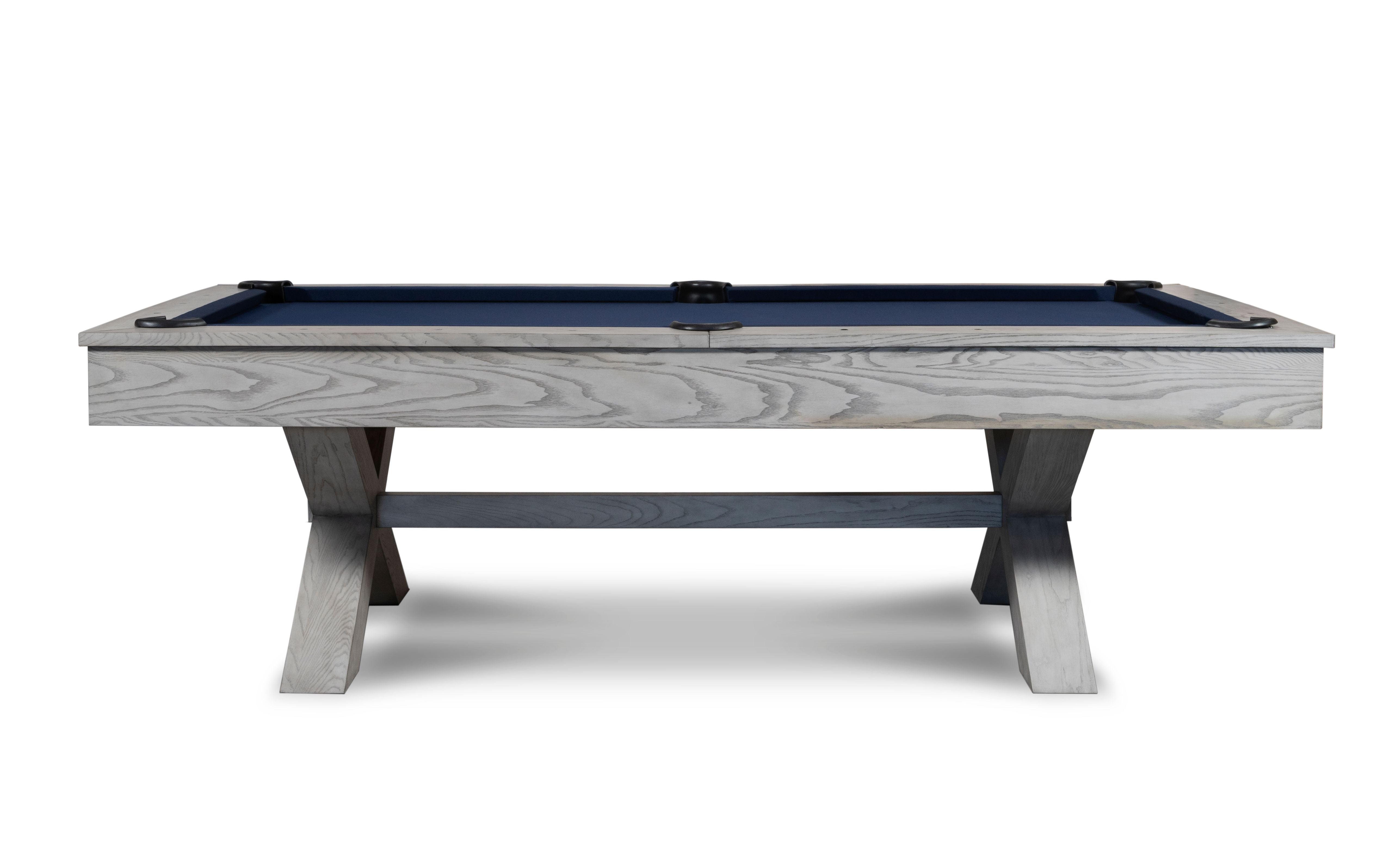 Nixon Billiards CrissyCross Slate Pool Table ISAF 90080/ISAF 90081 White Wash Side Angle