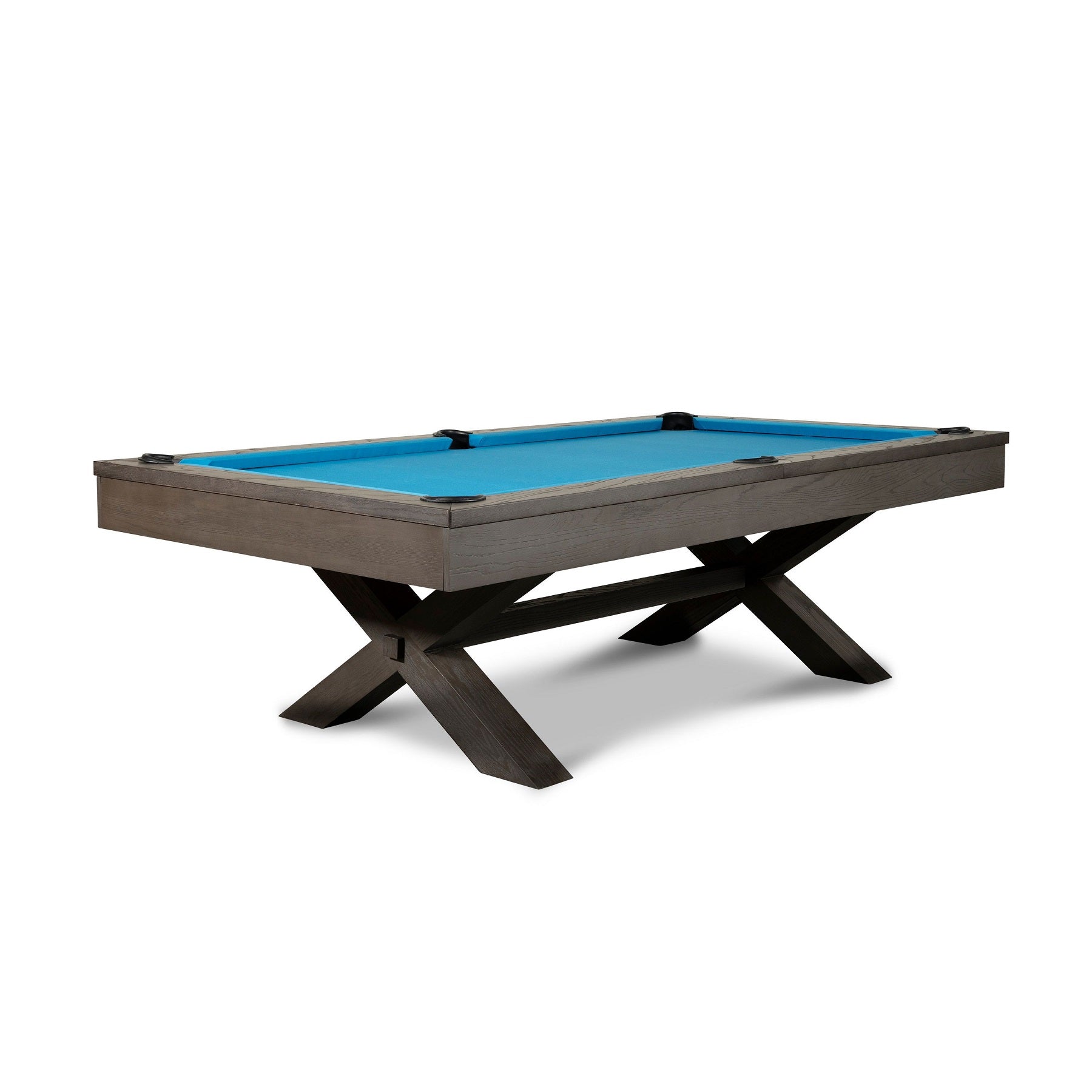 Nixon Billiards CrissyCross Slate Pool Table ISAF 90080/ISAF 90081 Charcoal Corner Angle Blue Fabric 
