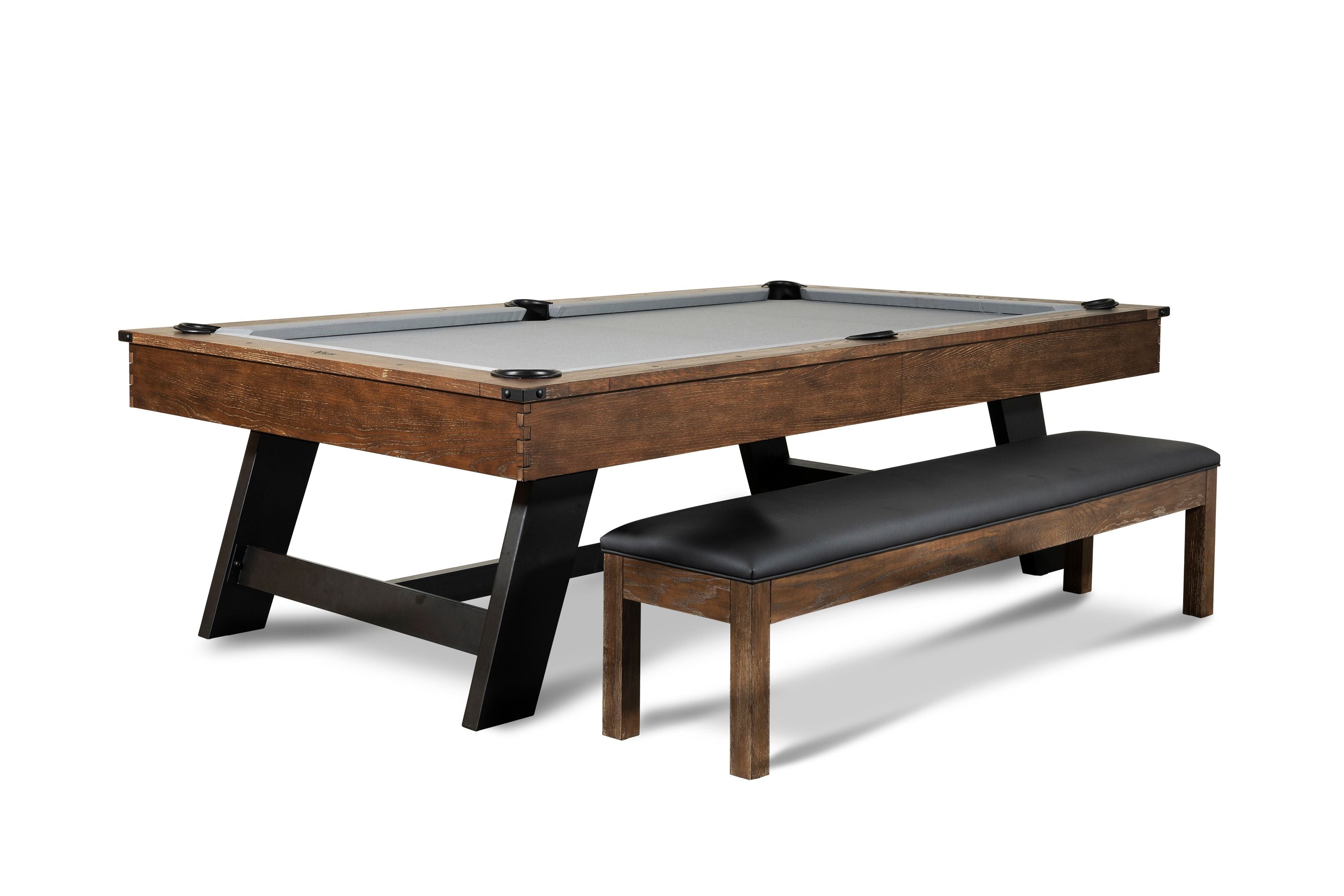 Nixon Billiards Hunter Slate Pool Table Brushed Walnut Metal Leg With Matching Game Chair