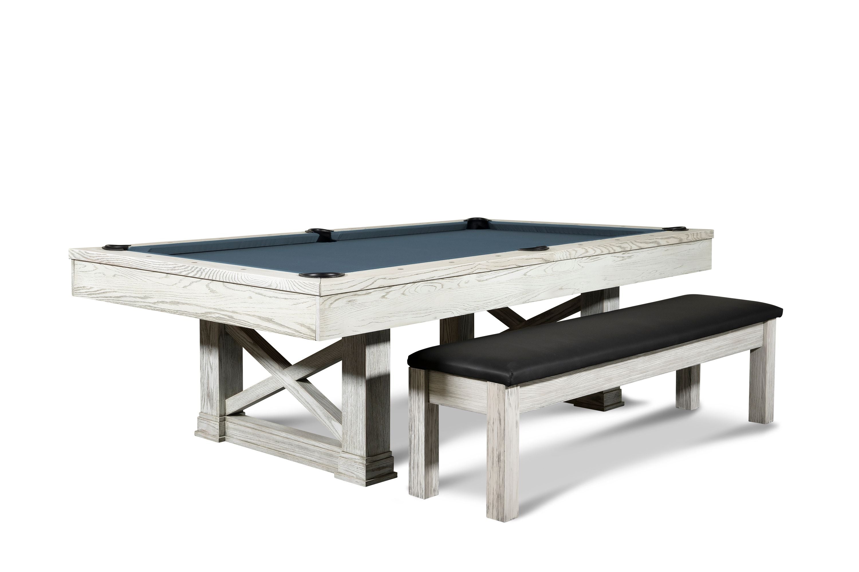 Nixon Billiards Nora Slate Pool Table ISAF-90060/ISAF-90062 White Wash With Matching Chair