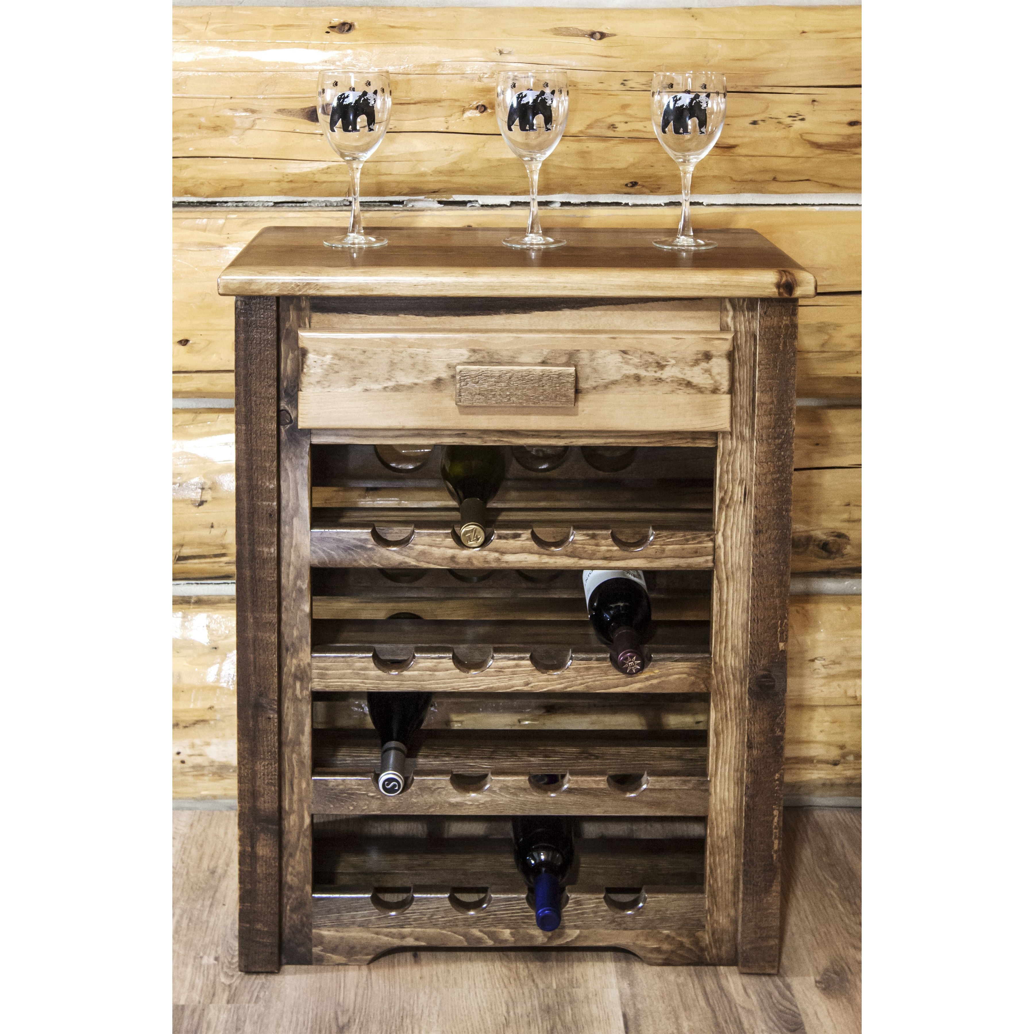 The Montana Homestead MWHCWRSL Wine Cabinet Stain and Lacquer Finish