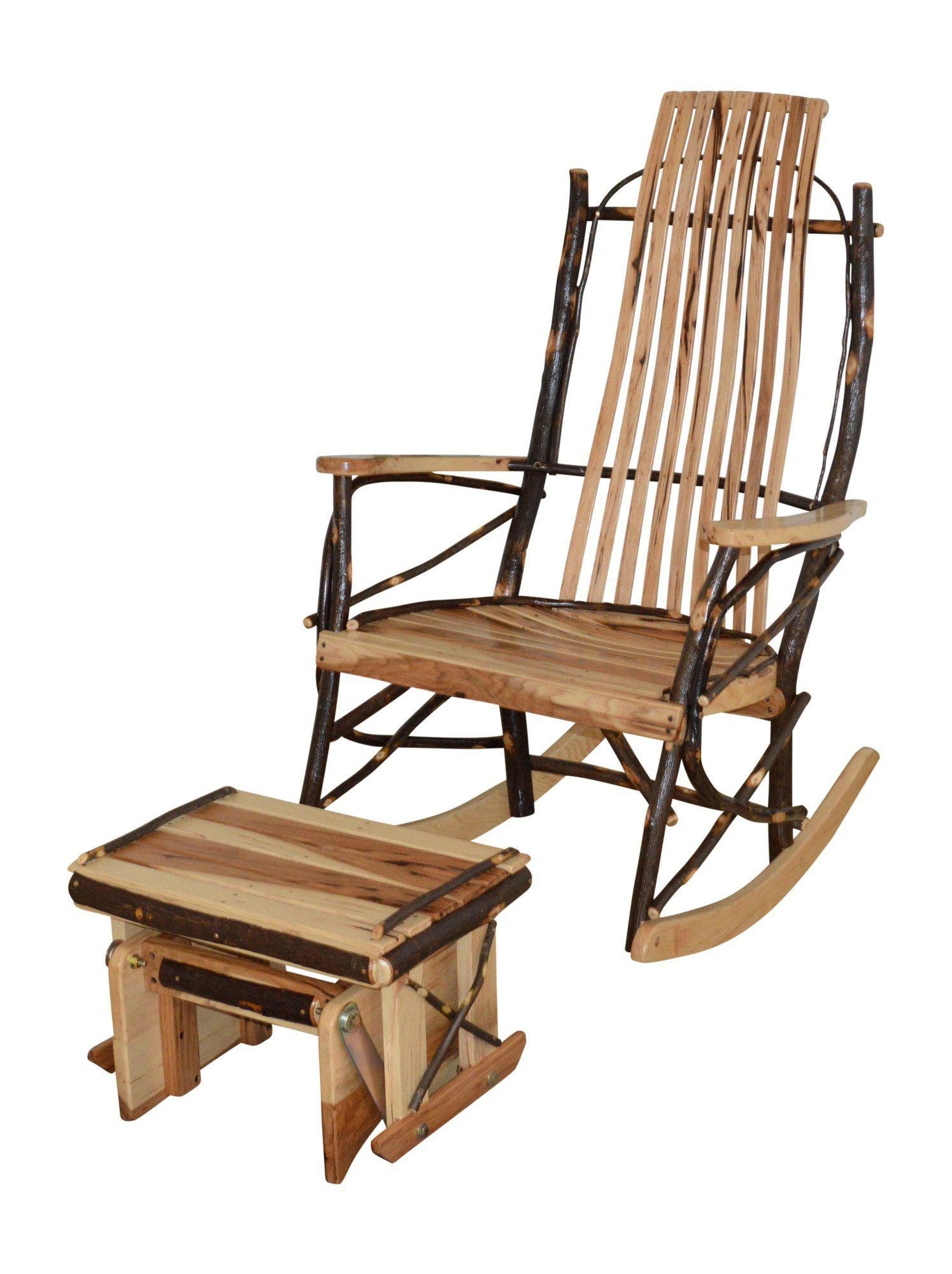 A&L Furniture Amish Bentwood Hickory 9-Slat Rocking Chair
