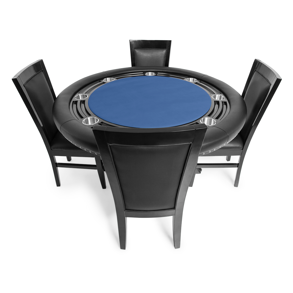 BBO The Nighthawk Poker Table Black Leg Velveteen Blue And BBO Chair