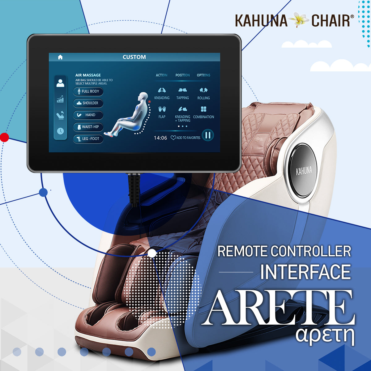 kahuna Em Arete Massage chair remote controller interface