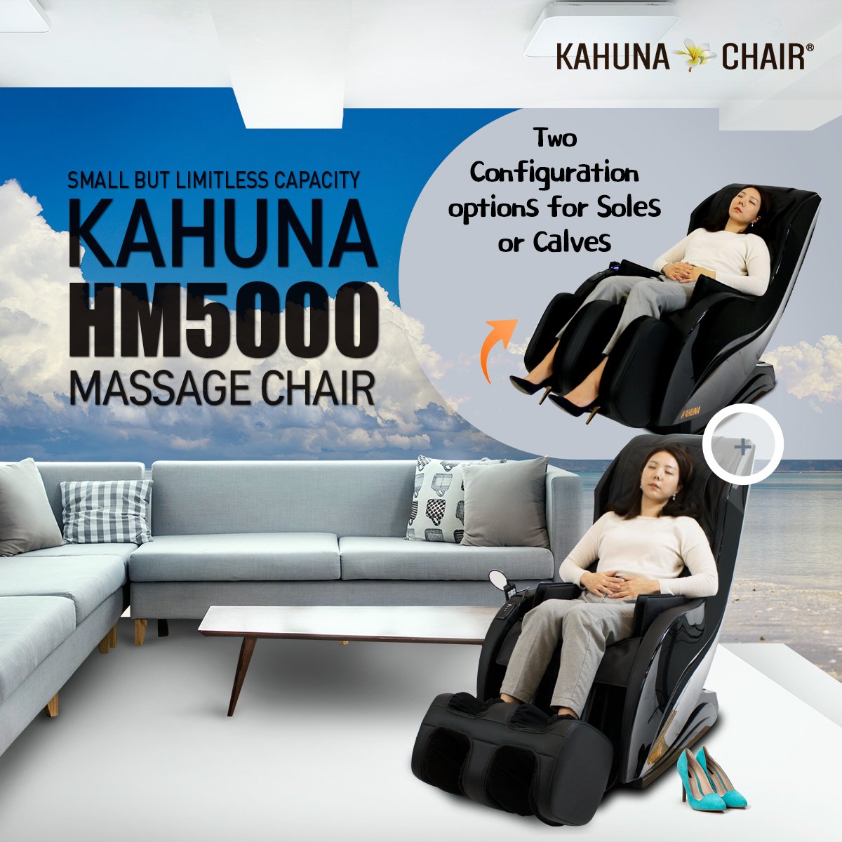Kahuna Limitless Slender Two Configuration Soles and Calves Massage Chair
