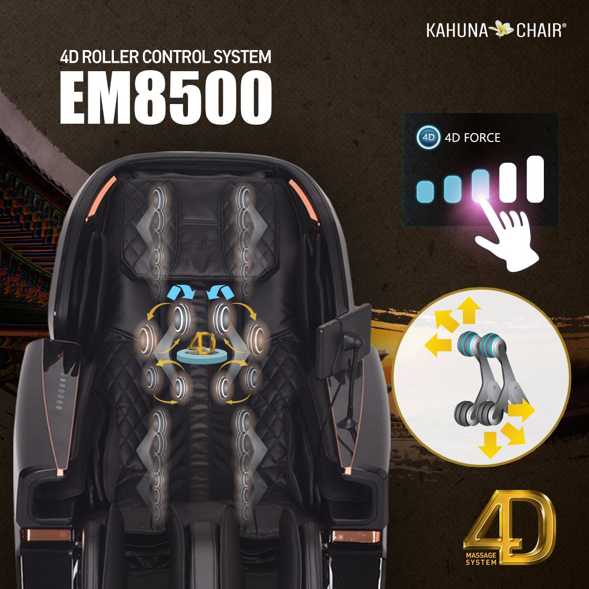 kahuna massage chair em8500 4d force roller control system