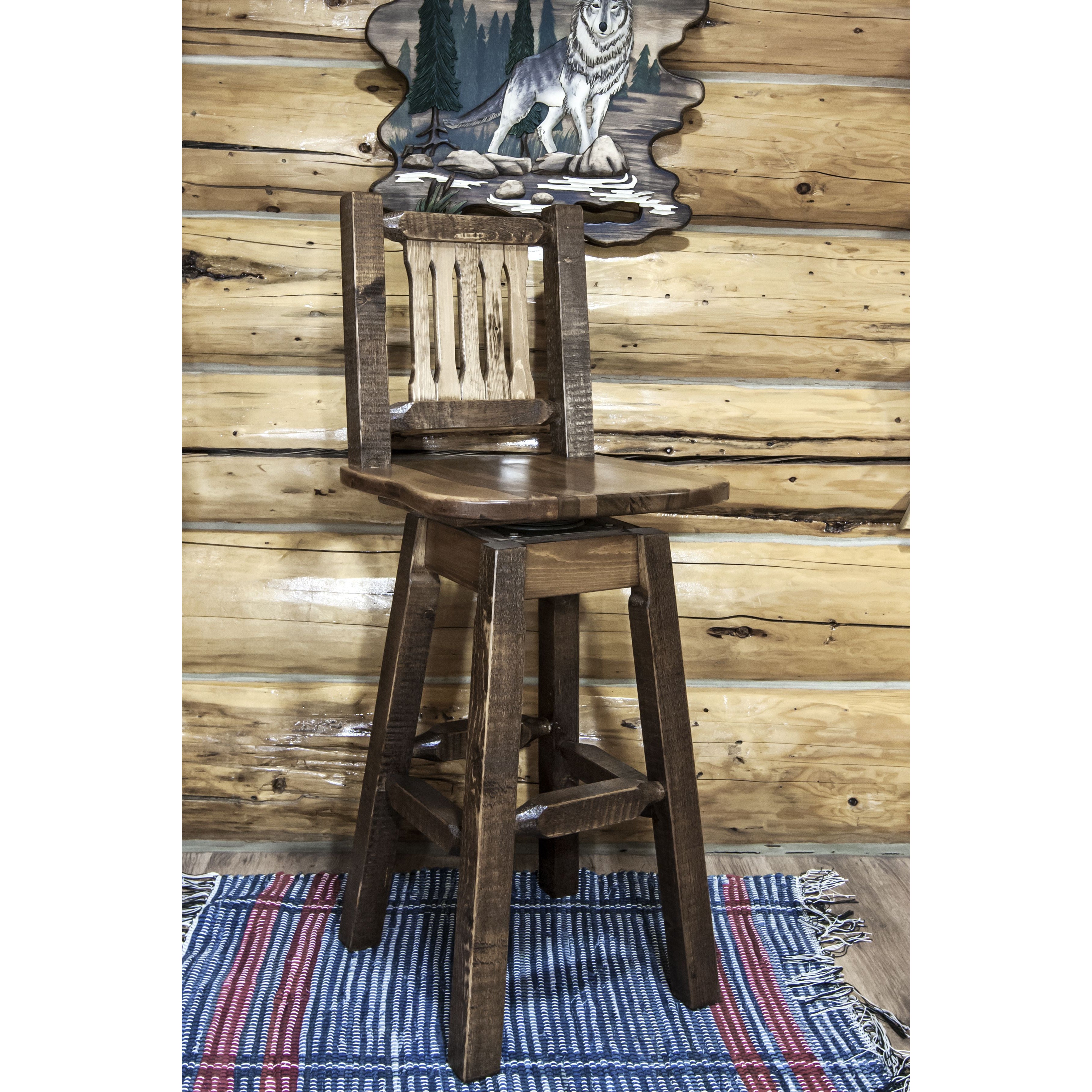 montana woodworks homestead collection barstool with back swivel stain finish mwhcbswsnrsl indoor
