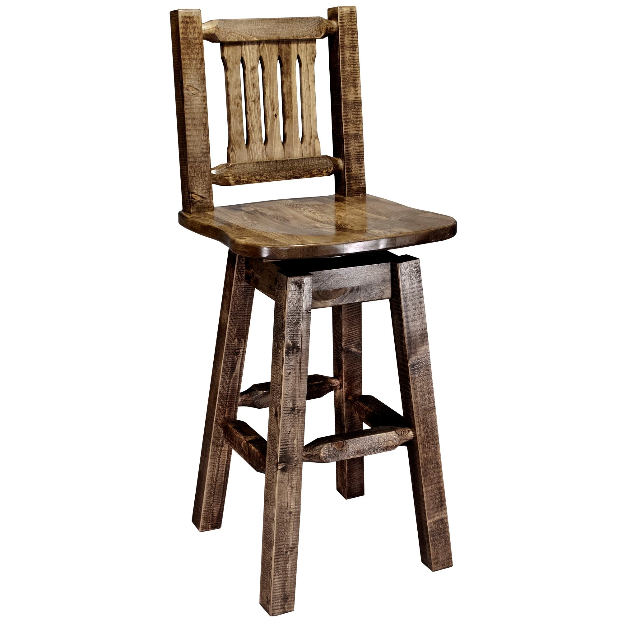 montana woodworks homestead collection barstool with back swivel stain finish mwhcbswsnrsl