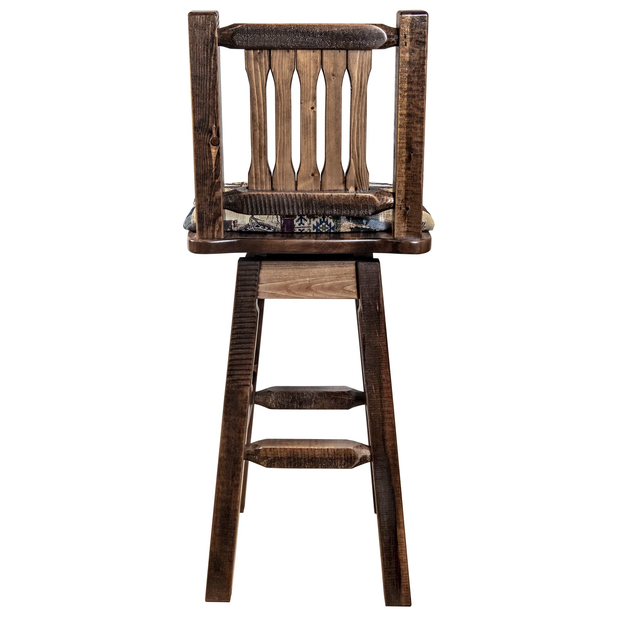 montana woodworks homestead collection barstool with back swivel stain finish mwhcbswsnrslwood woodland upholstered