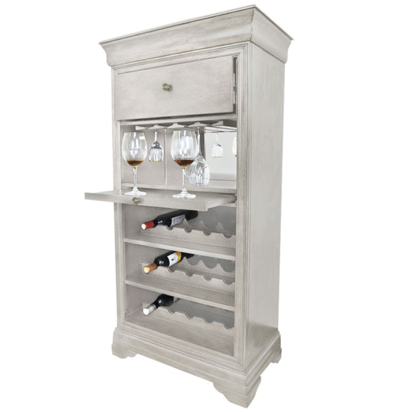 ram game room brcb2-AW bar cabinet with wine rack Antique White