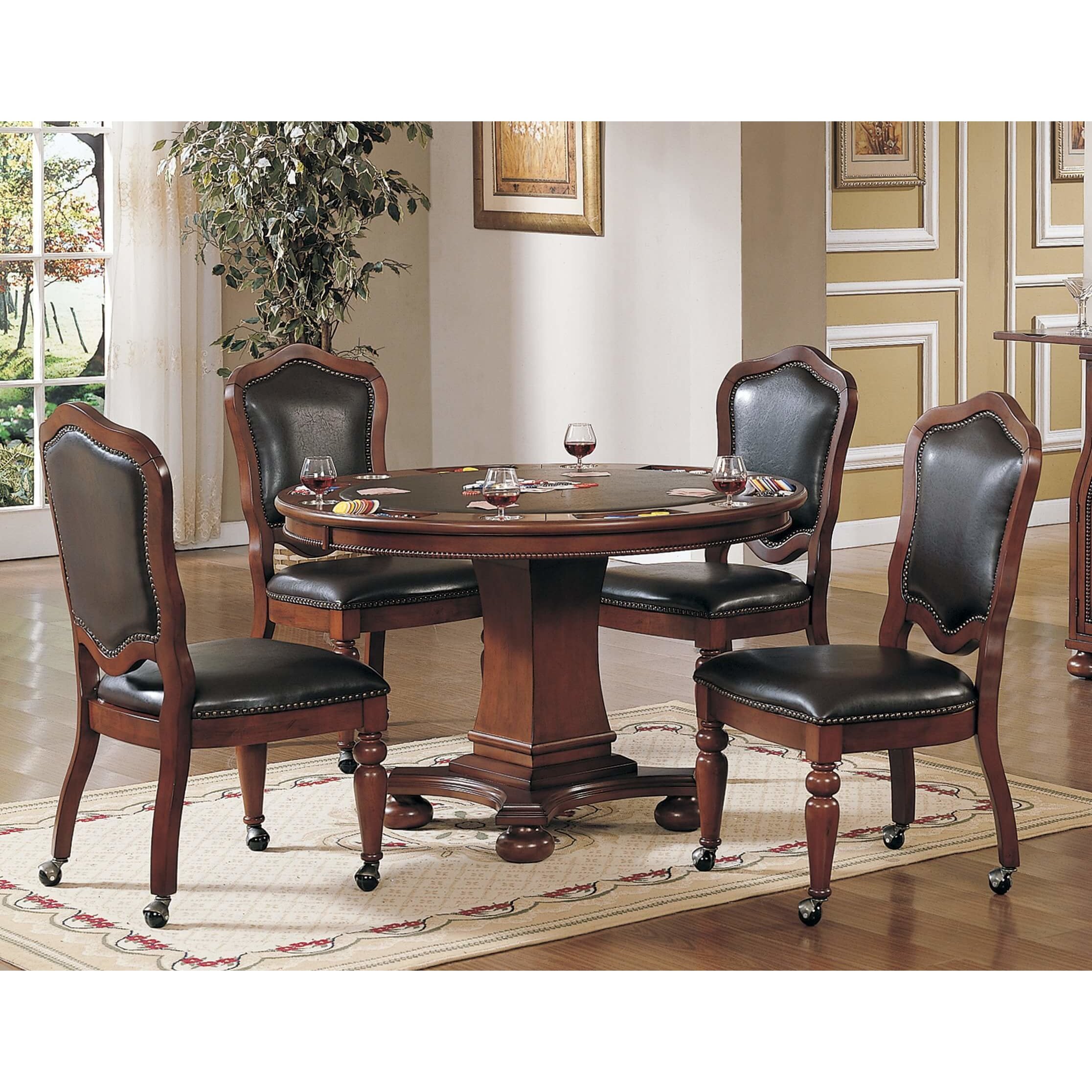sunset trading bellagio dining and poker table reversible game top cr-87148-63-tb with chairs