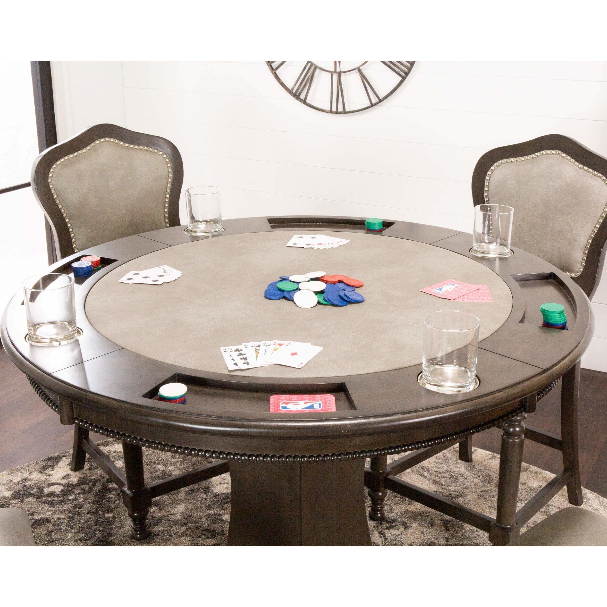 sunset trading vegas 3 piece 42 round poker table set cr-87711-tcb-3p