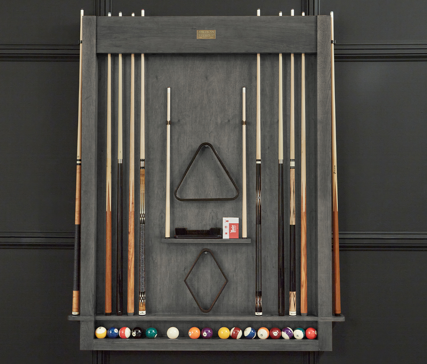 American Heritage Alta Wall Mounted Cue Rack 12 (Charcoal)