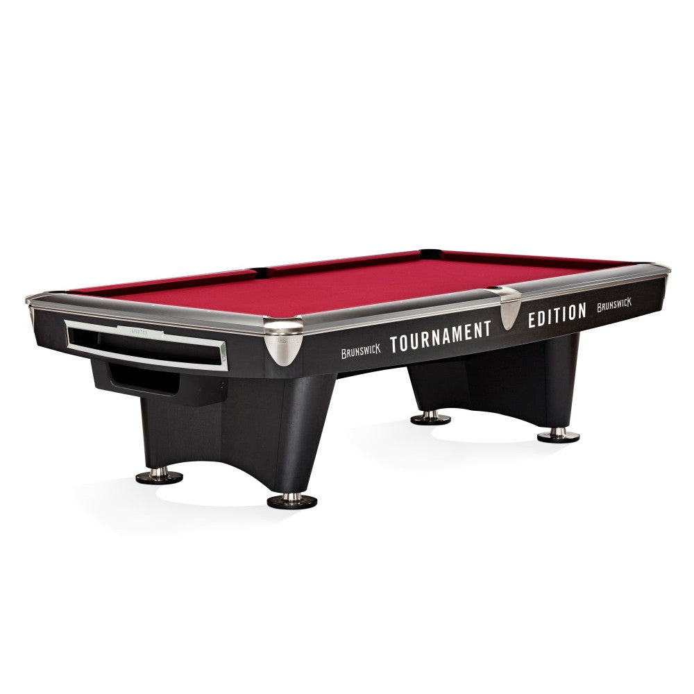 Brunswick Billiards Gold Crown VI Tournament 9' Pool Table Matte Black with Nickle Trim