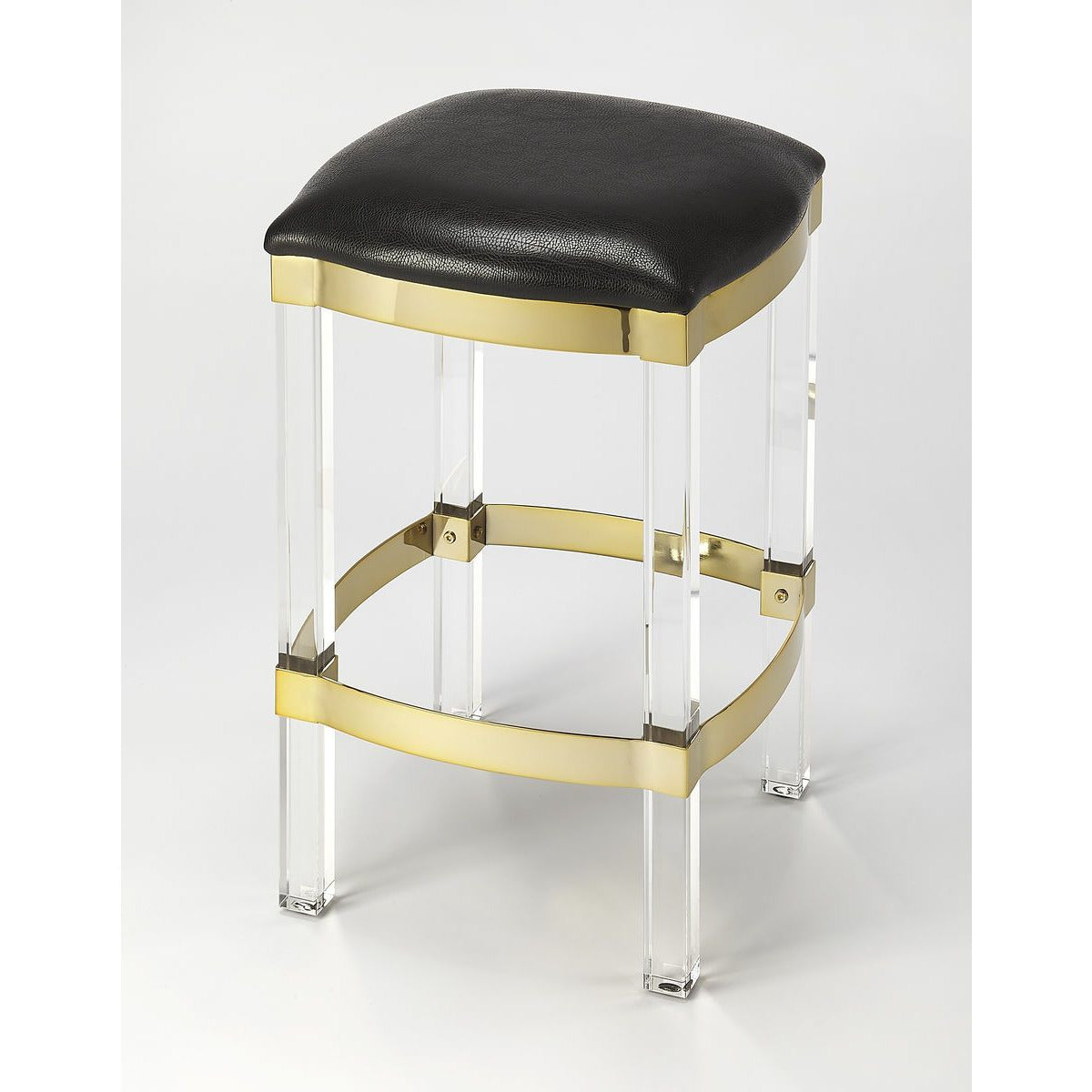 Butler Specialty 5322034 Jordan Acrylic and Black Leather Counter Stool