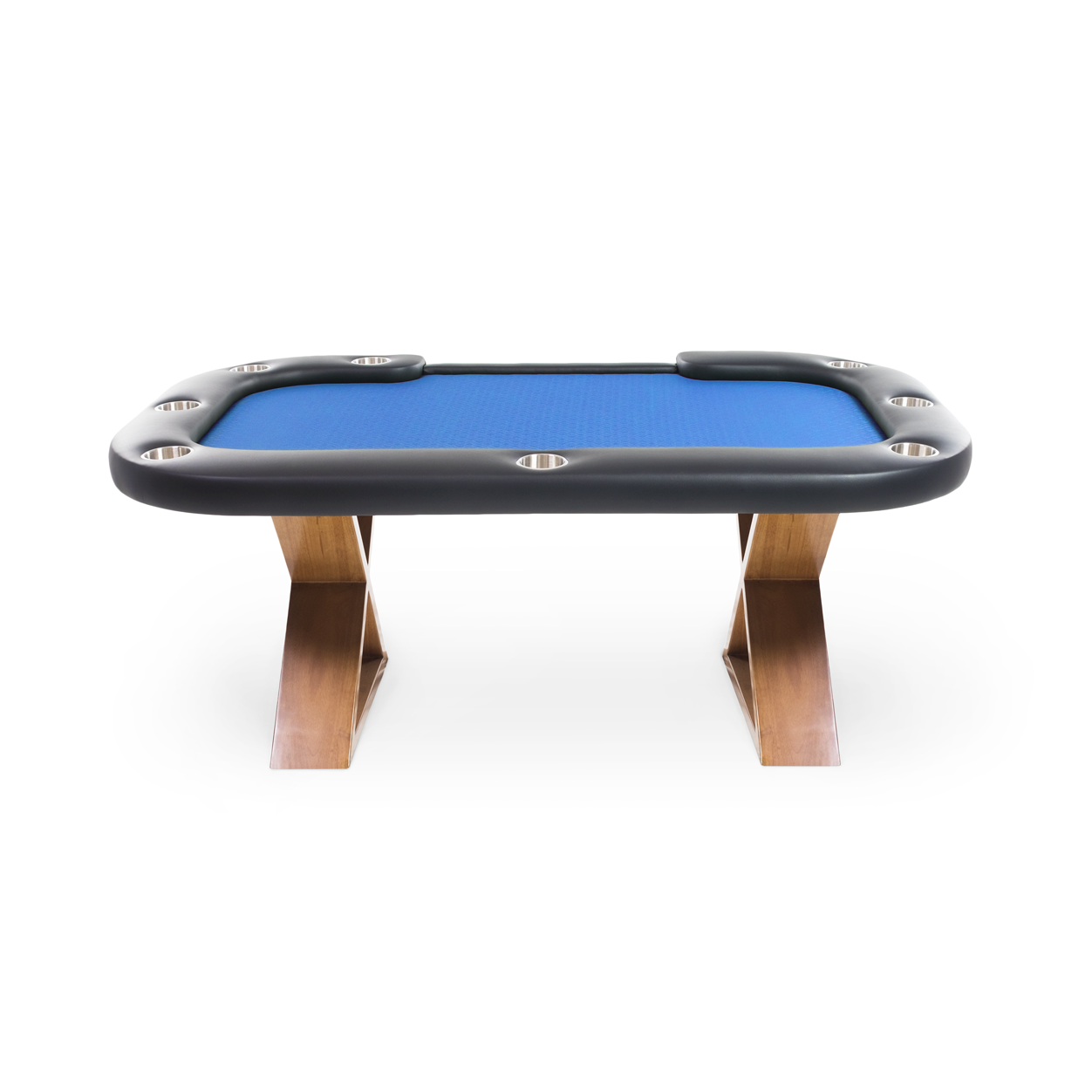 BBO Helmsley Poker Table Rustic Wood Dealers Cut Blue Speed Suited