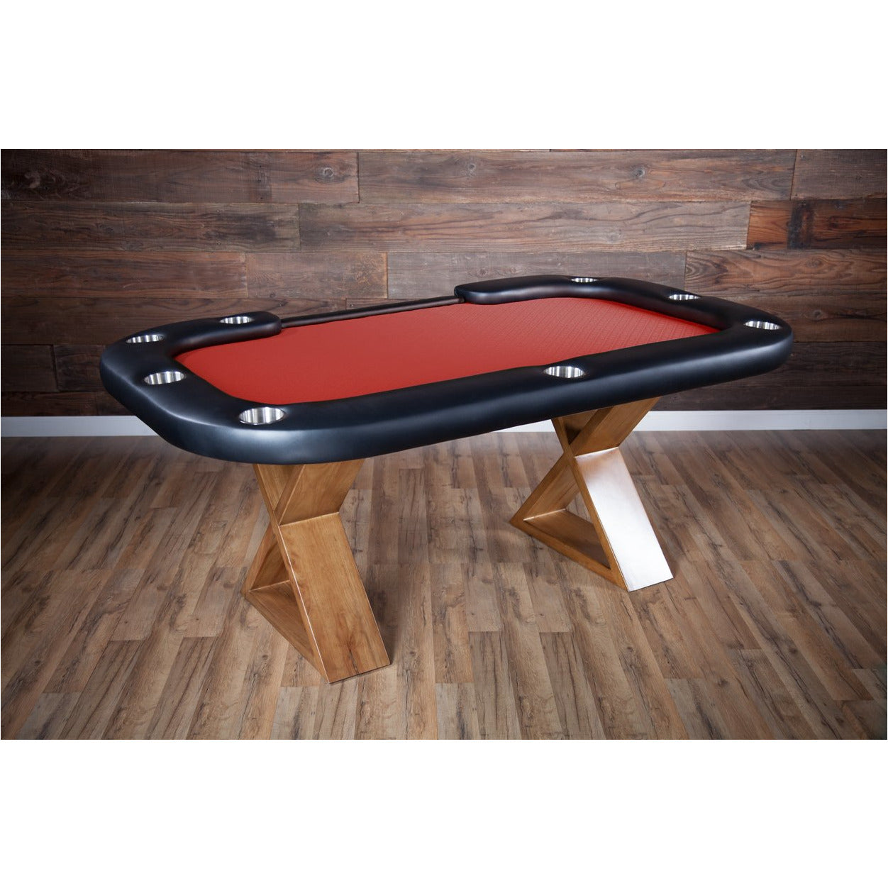 BBO Helmsley Poker Table Rustic Wood Dealers Cut Speed Suited Red