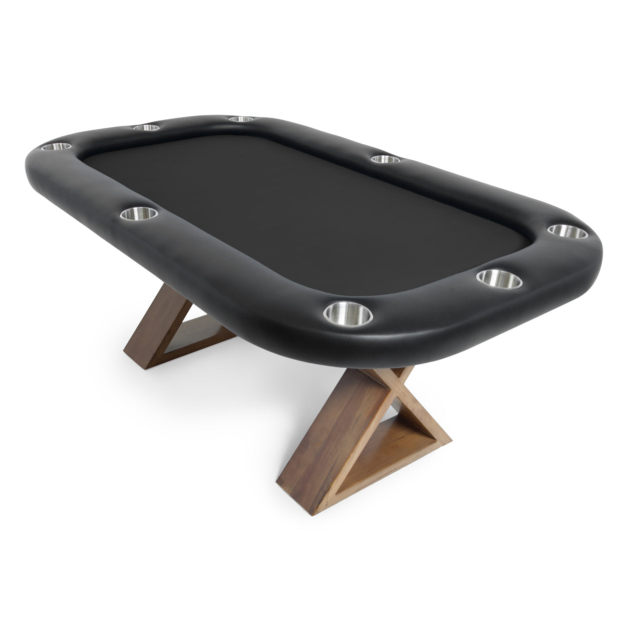 BBO Helmsley Poker Table Rustic Wood Full Armrest Velveteen Black