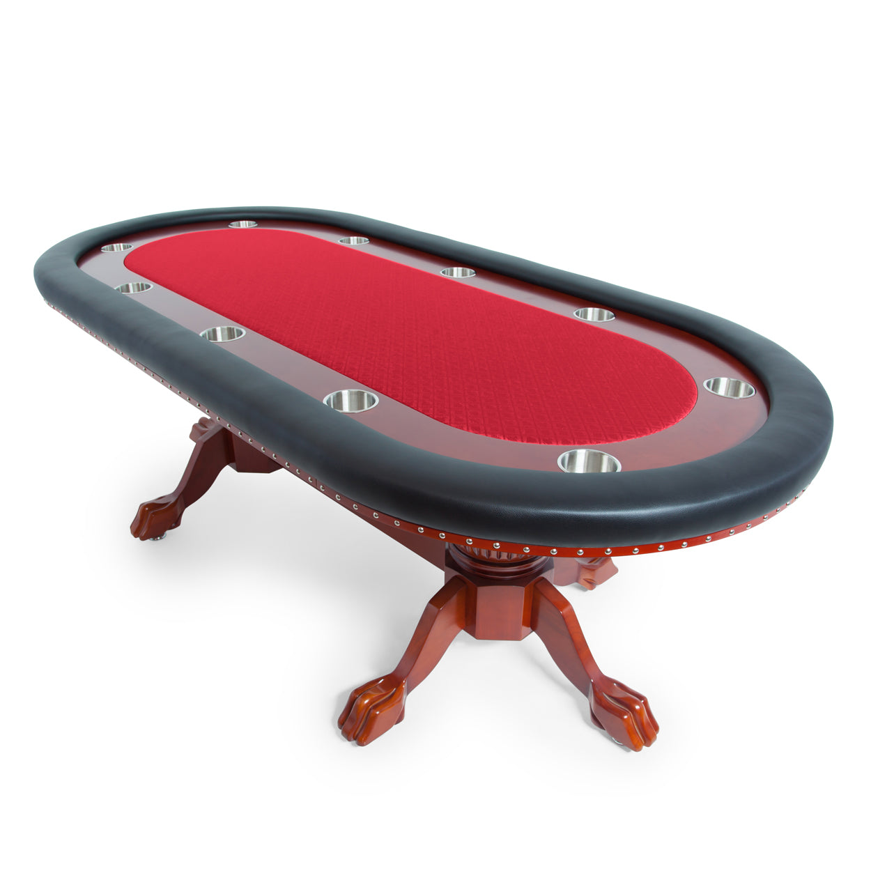 BBO Rockwell Poker Table Mahogany Speed Suited Red