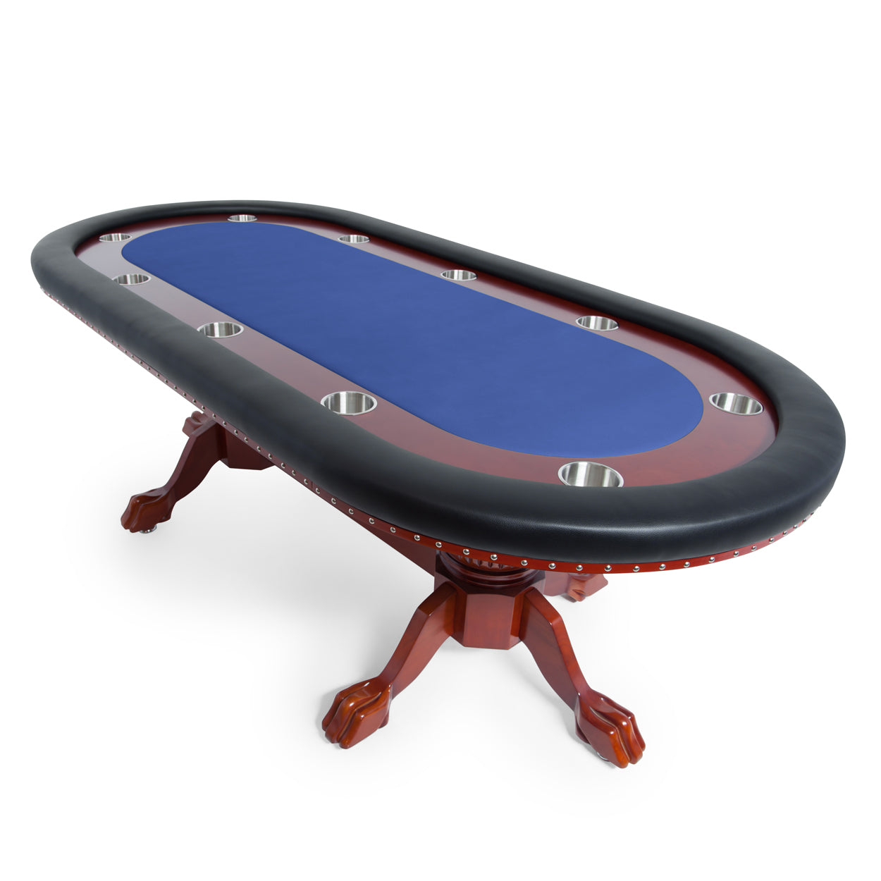 BBO Rockwell Poker Table Mahogany Velveteen Blue