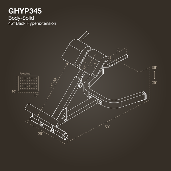 Body-Solid 45° Back Hyperextension - GHYP345 Geometry