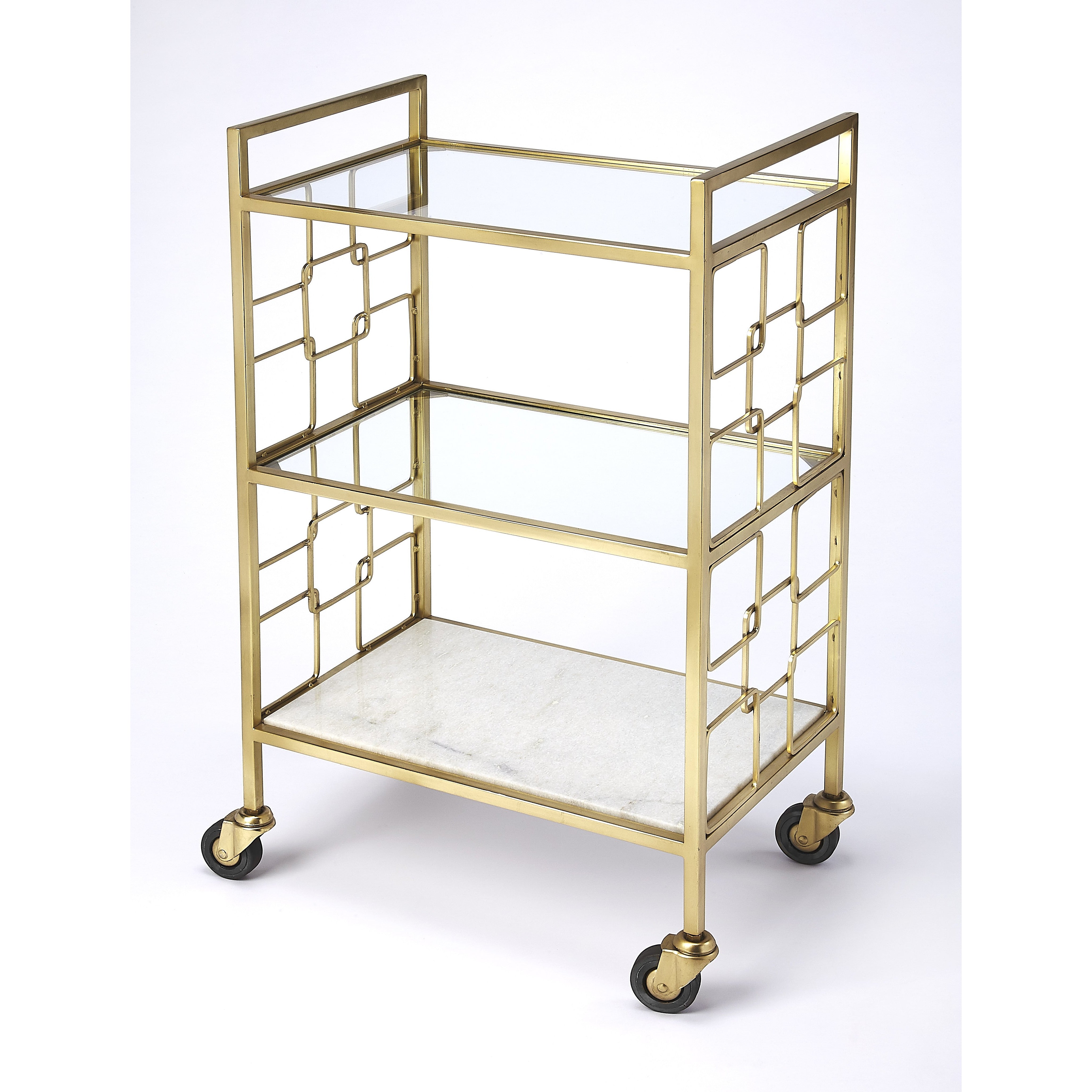Butler Specialty 5347402 Arcadia Polished Gold Bar Cart