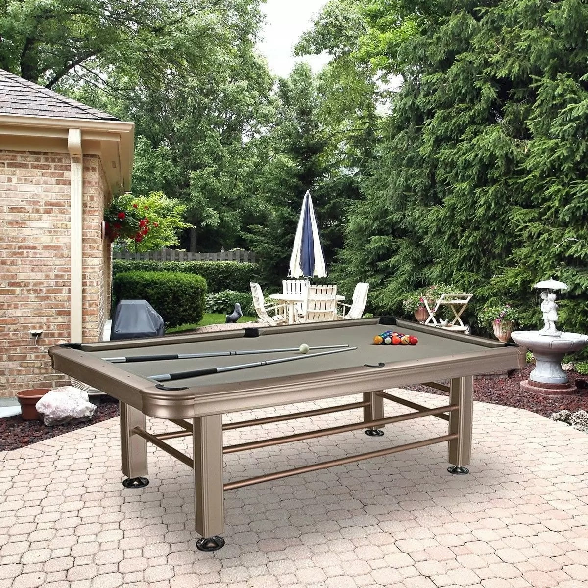 Imperial 7ft Outdoor Pool Table Champagne in display