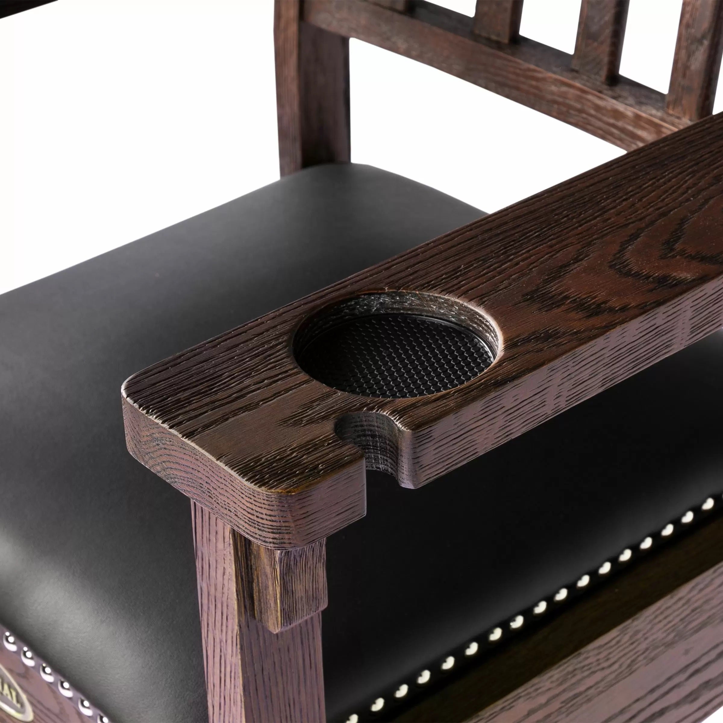 Imperial USA Premium Spectator Chair with Drawer Dark Weathered Chestnut Cup Holder
