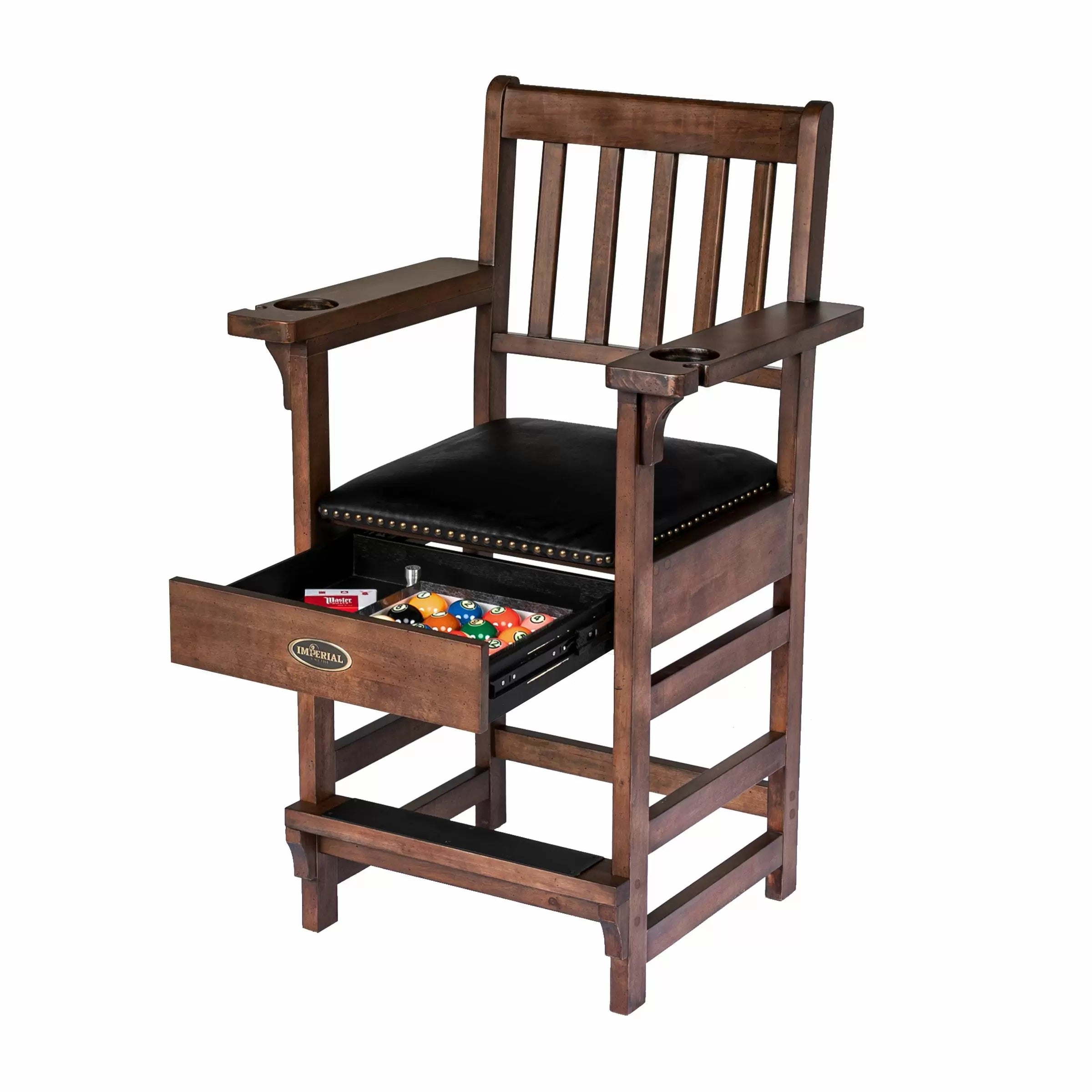 Imperial USA Premium Spectator Chair with Drawer Whiskey Open drawer