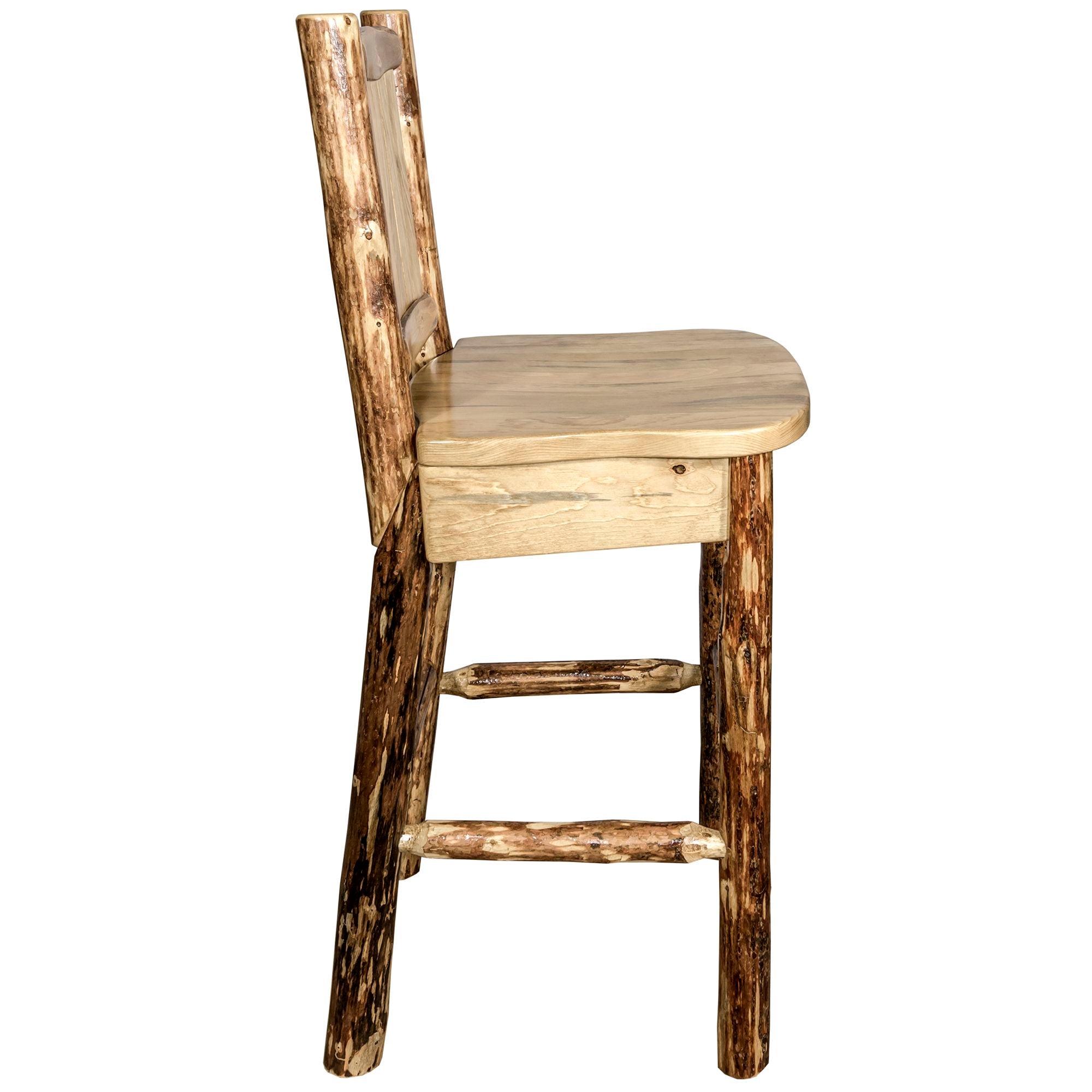 Montana Glacier Country Collection MWGCBSWNRLZ Barstool With Back and Laser Engraved Design Side