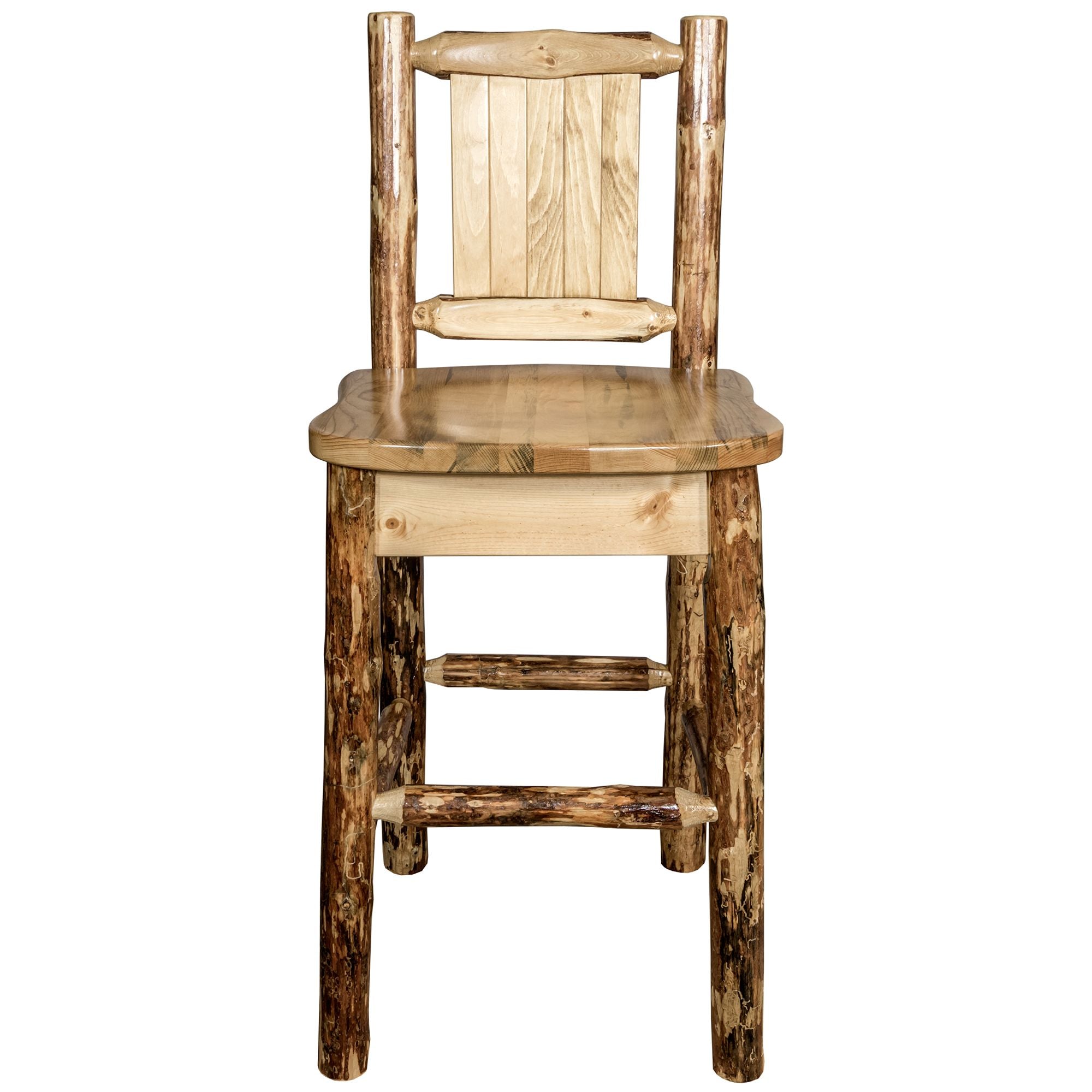 Montana Glacier Country Collection MWGCBSWNRLZ Barstool With Back and Laser Engraved Design Front