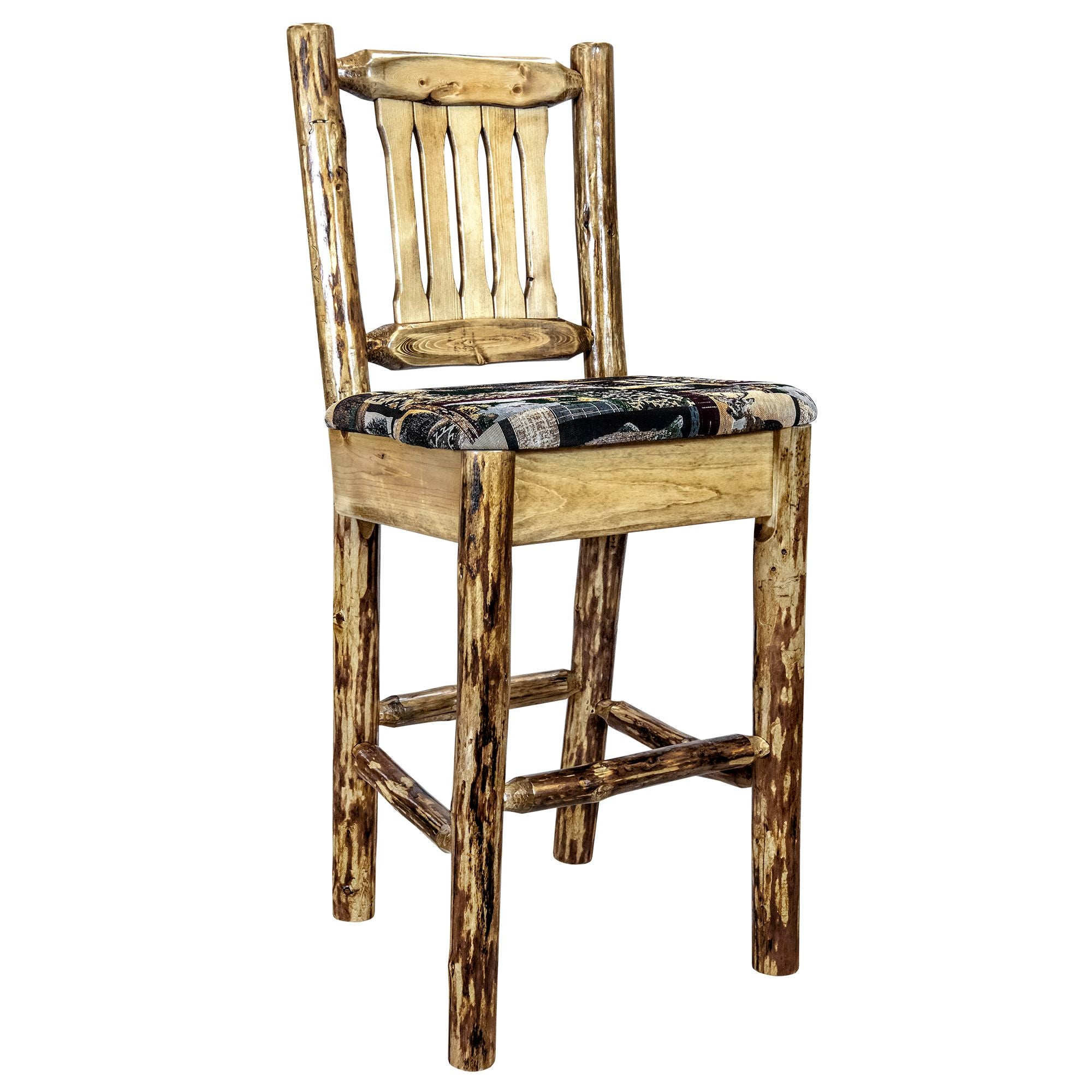 Montana Glacier Country Collection MWGCBSWNRWOOD24 Barstool With Back front right view