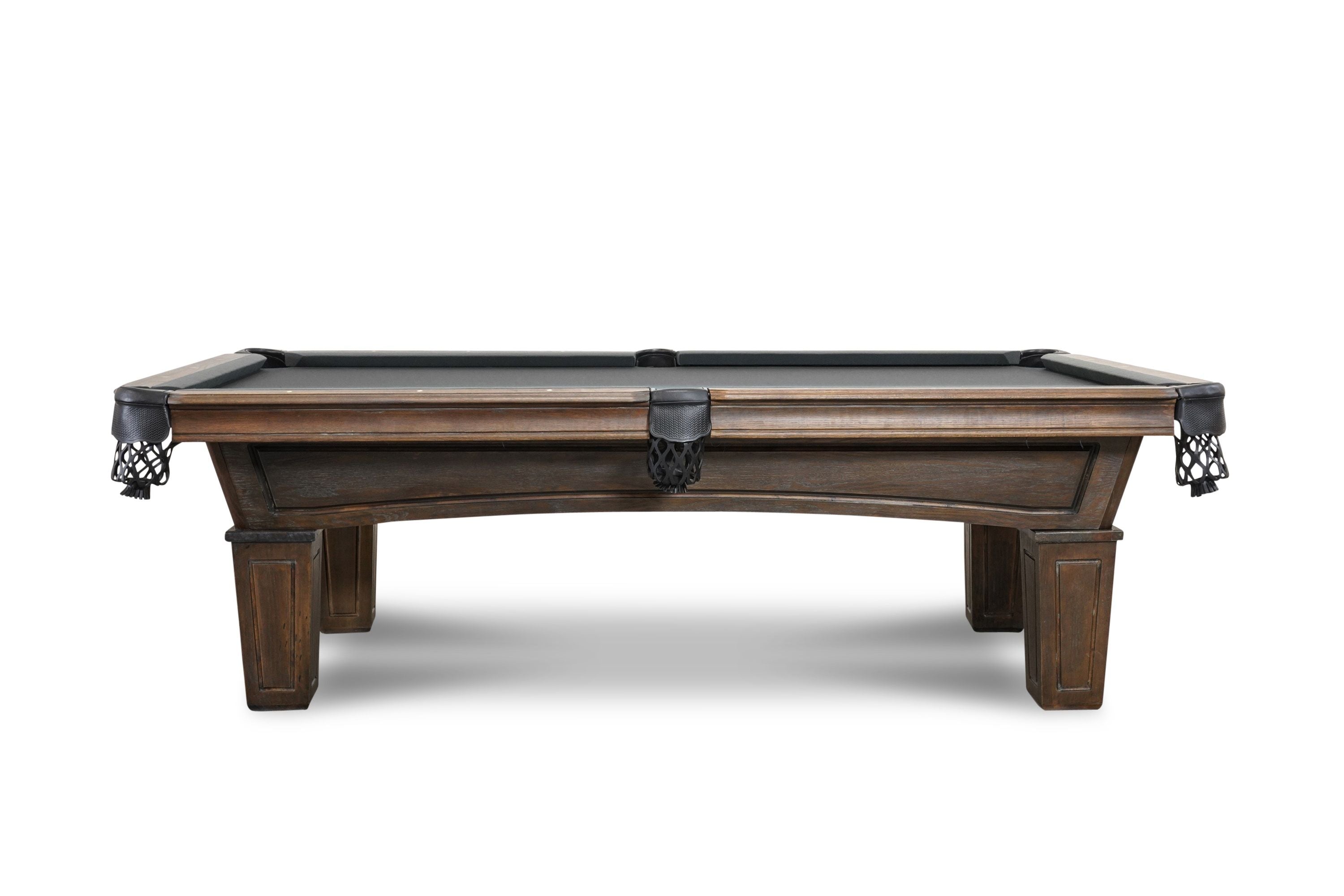 Nixon Billiards 8ft Bearski Slate Pool Table Brown Wash ISAF-90010 Full Side Angle