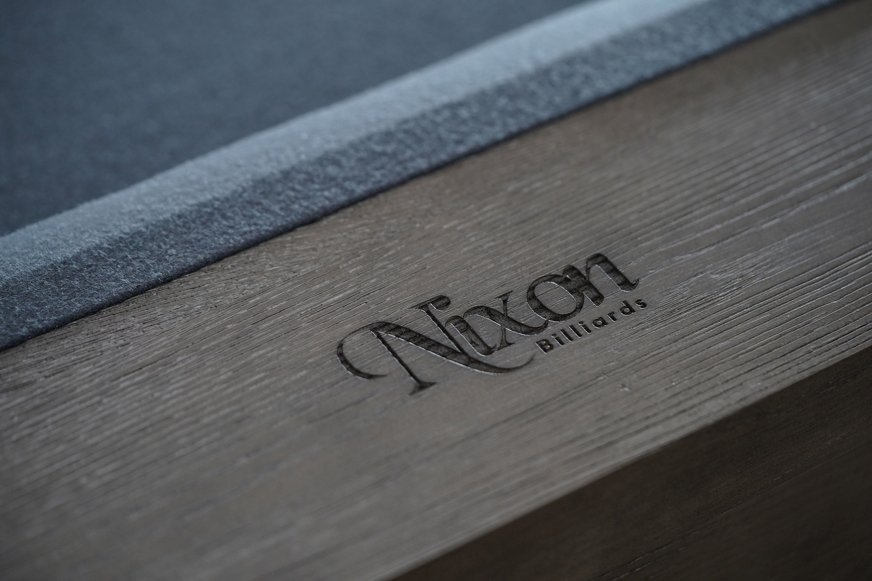 Nixon Billiards Bryant Slate Pool Table Grayson Grey Wood Leg Company Logo