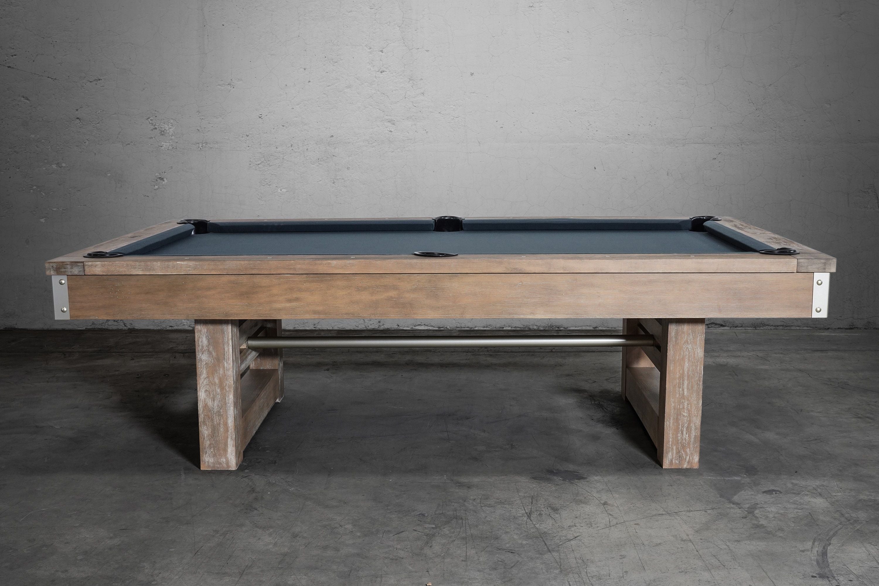Nixon Billiards Bryant Slate Pool Table Weathered Natural Wood Leg Side LifeStyle