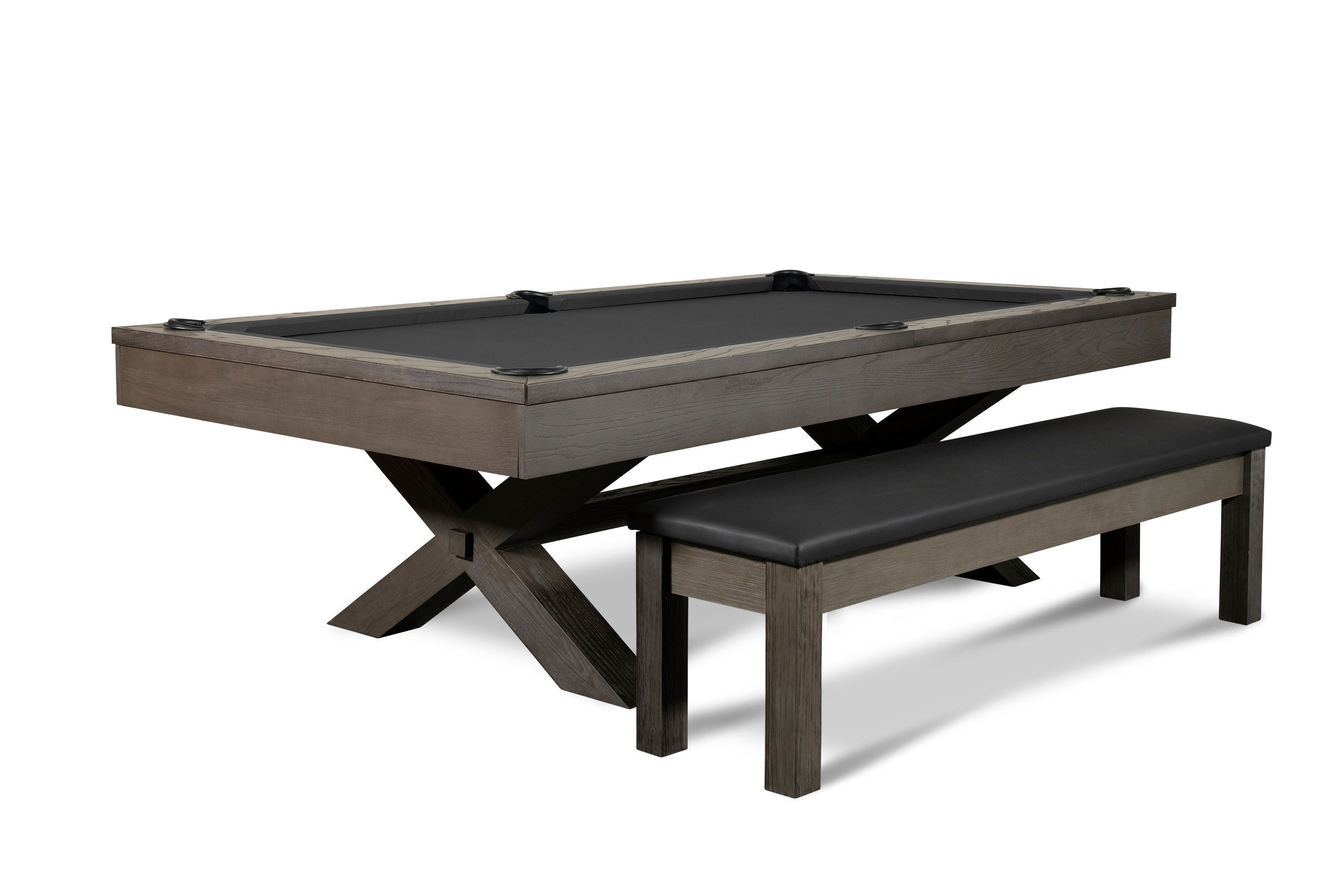 Nixon Billiards CrissyCross Slate Pool Table ISAF 90080/ISAF 90081 Charcoal Black Fabric With Matching Game Chair