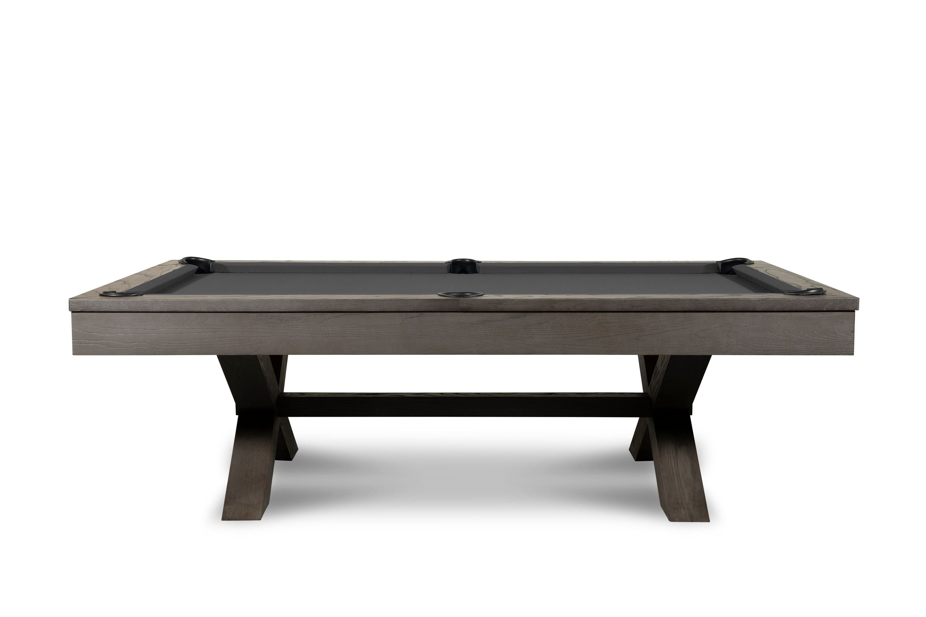 Nixon Billiards CrissyCross Slate Pool Table ISAF 90080/ISAF 90081 Charcoal side Angle Black fabric