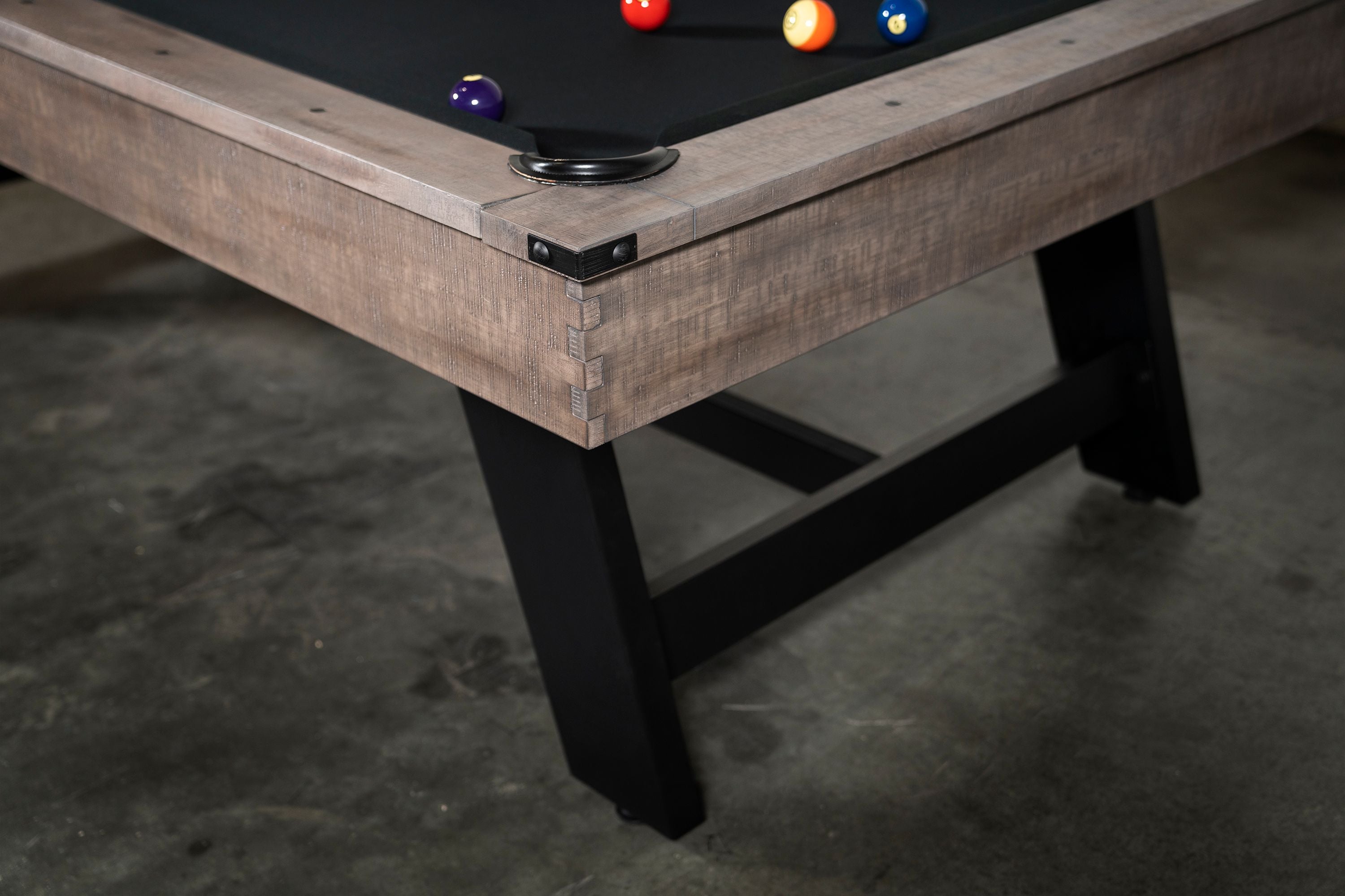 Nixon Billiards Hunter Slate Pool Table Antique Metal Leg High Corner Angle