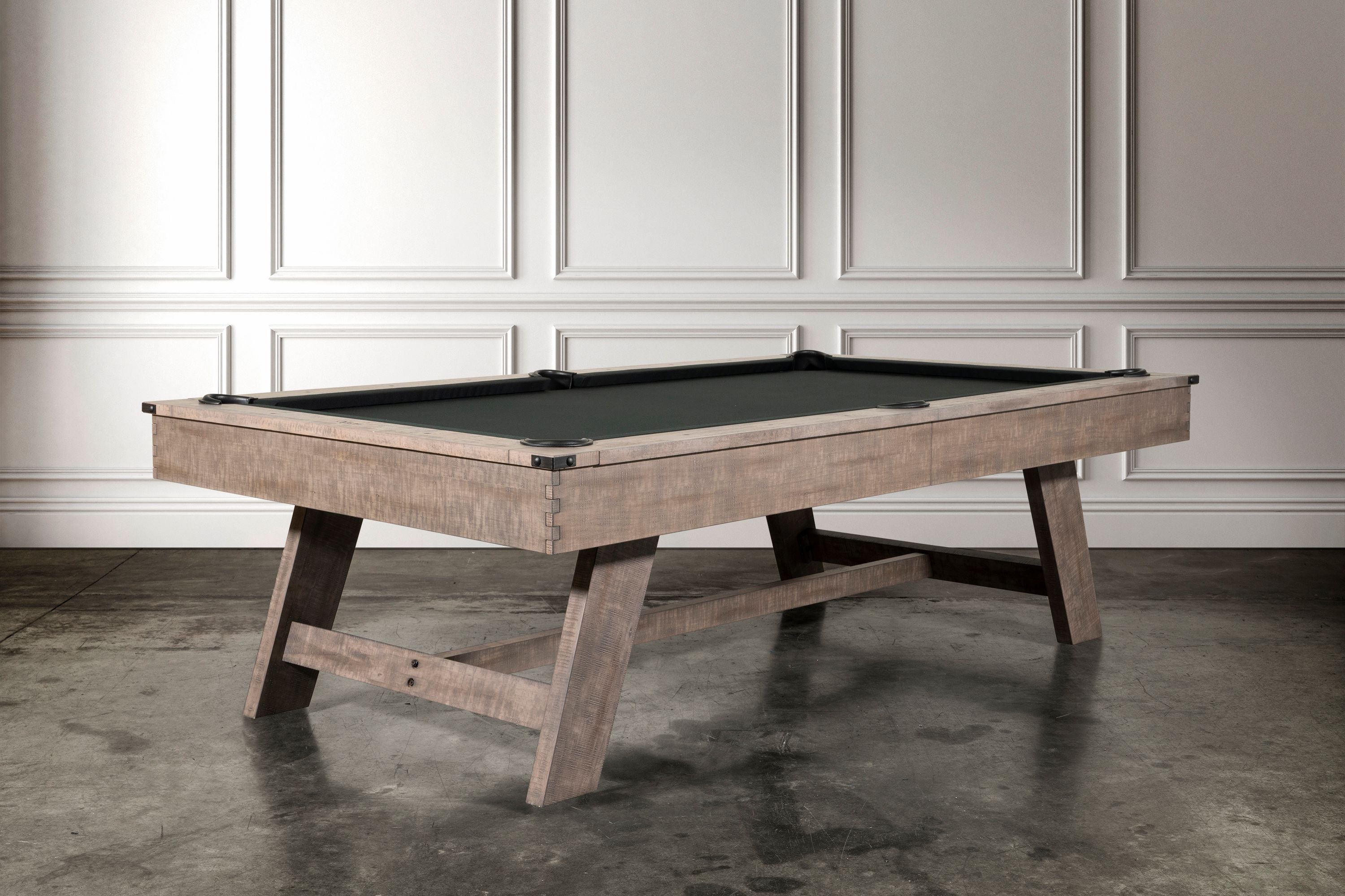 Nixon Billiards Hunter Slate Pool Table Antique Wood Leg Corner Angle Lifestyle