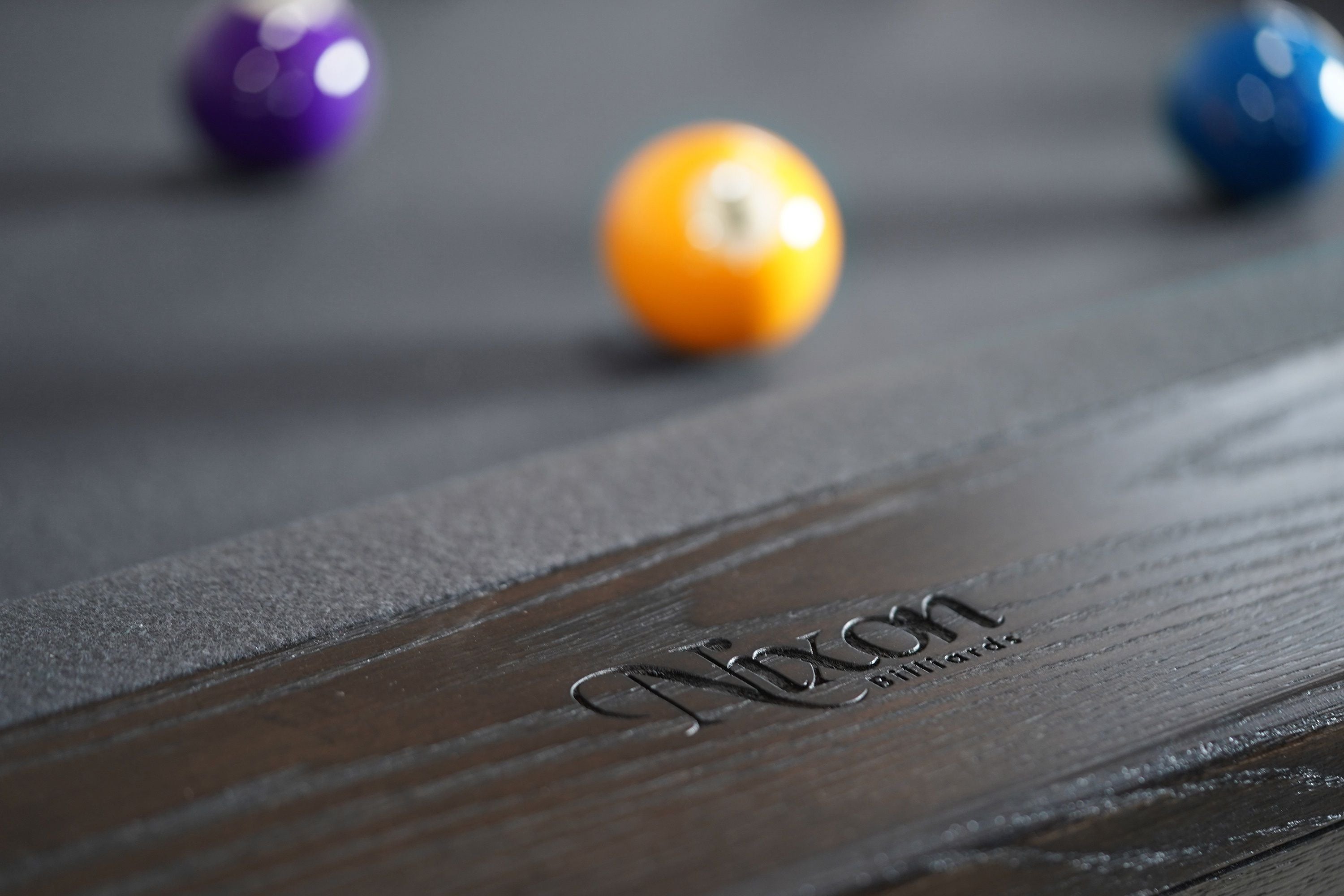 Nixon Billiards Kai Slate Pool Table Waxed Brown Brand Logo