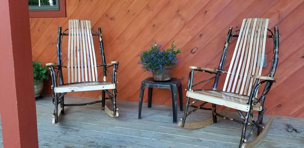 A&L Furniture Amish Bentwood Hickory 9-Slat Rocking Chair