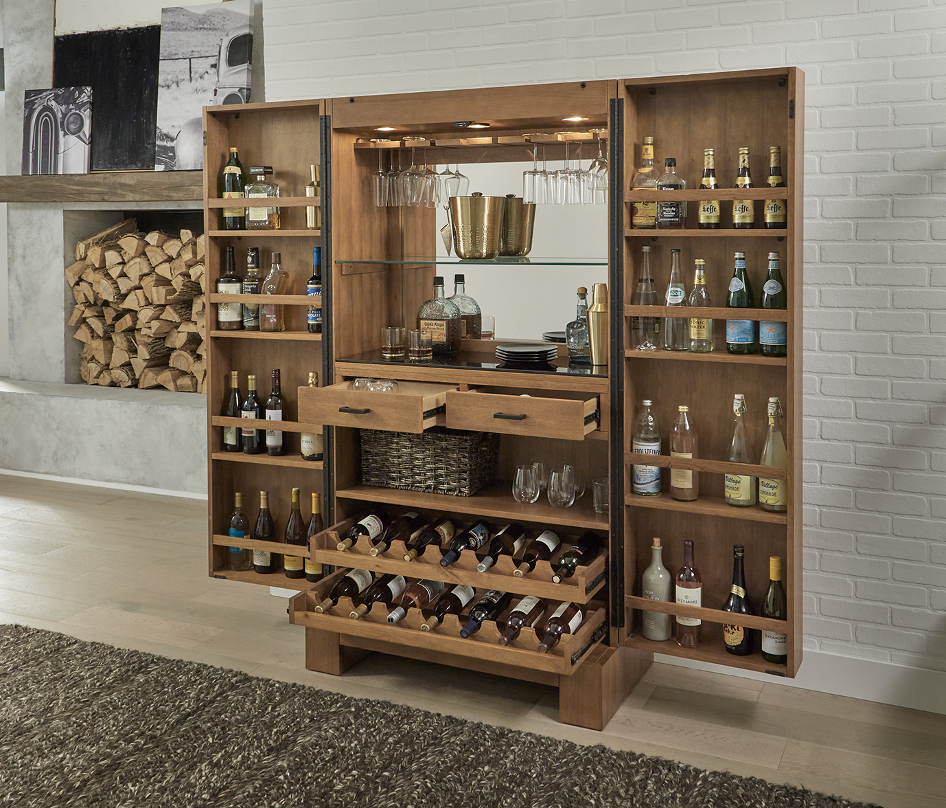 American Heritage Alta Wine & Spirit Cabinet (Brushed Walnut)